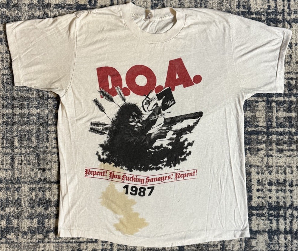 Vintage 1987 D.O.A. Repent You F*cking Savages T Shirt XL Hardcore Punk Band 80s