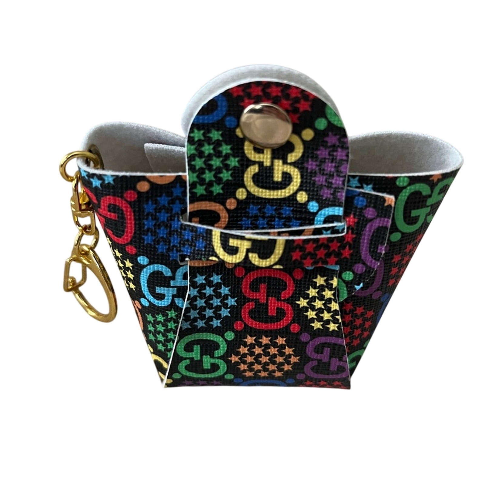 Conversion AirPod case/ Keychain From Upcycled Gucci Bag
