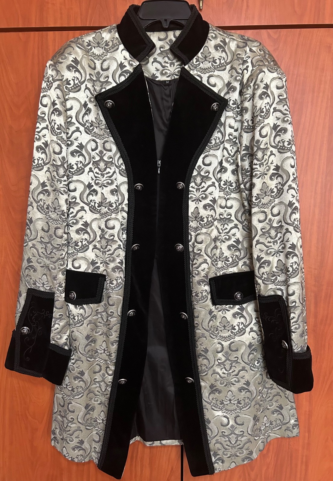 Mens Steampunk Medieval Tailcoat Jacket Victorian (Silver, Med