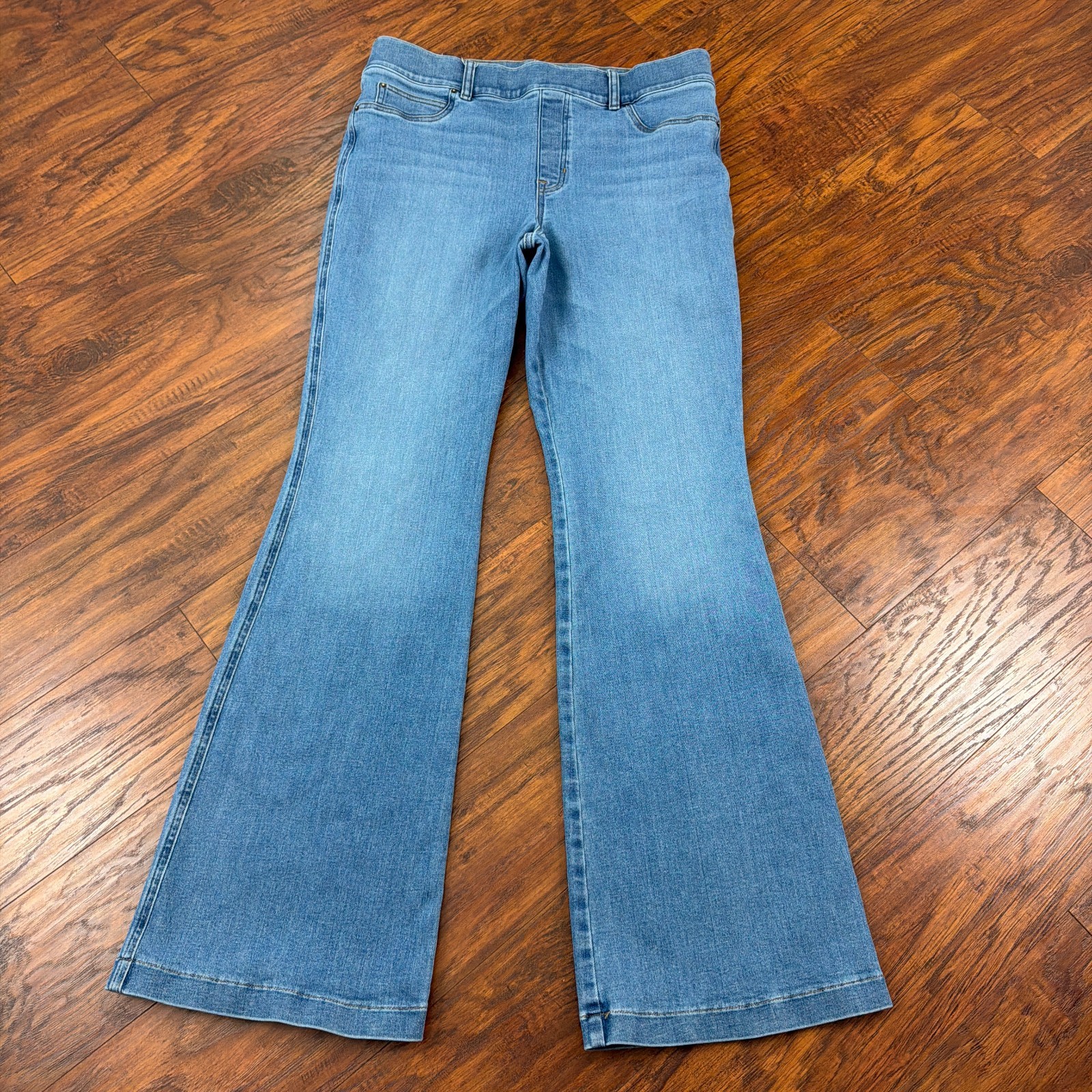 Spanx Jeans Women 1X Tall Flare Light Wash Pull On Stretch Denim 20960T 35x35