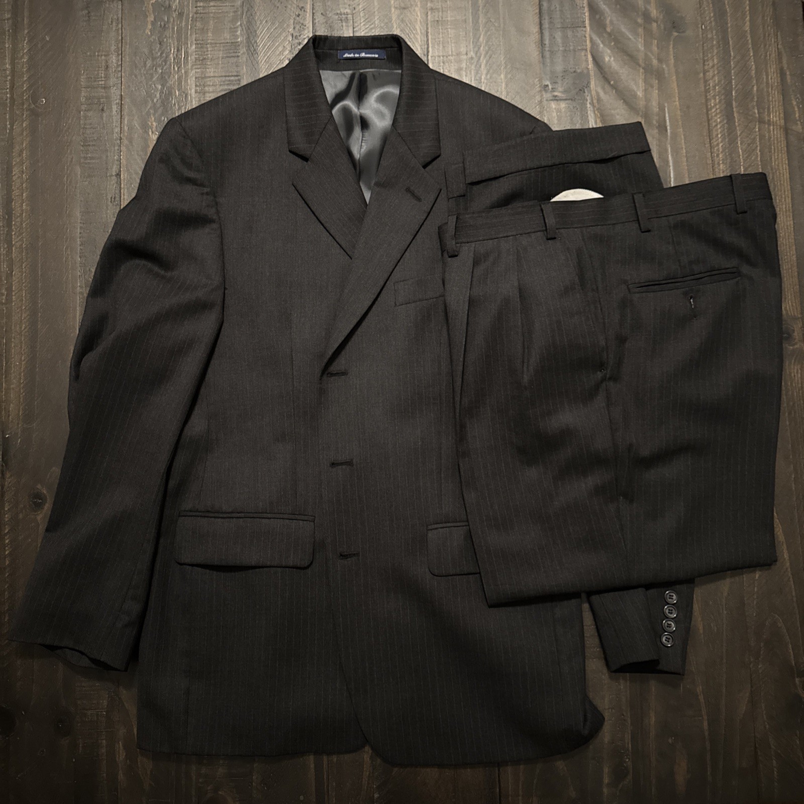 Lauren Ralph Lauren $695 Mens 100% PURE Wool Suit Gray/Gray Stitch 3 Butt- Nice