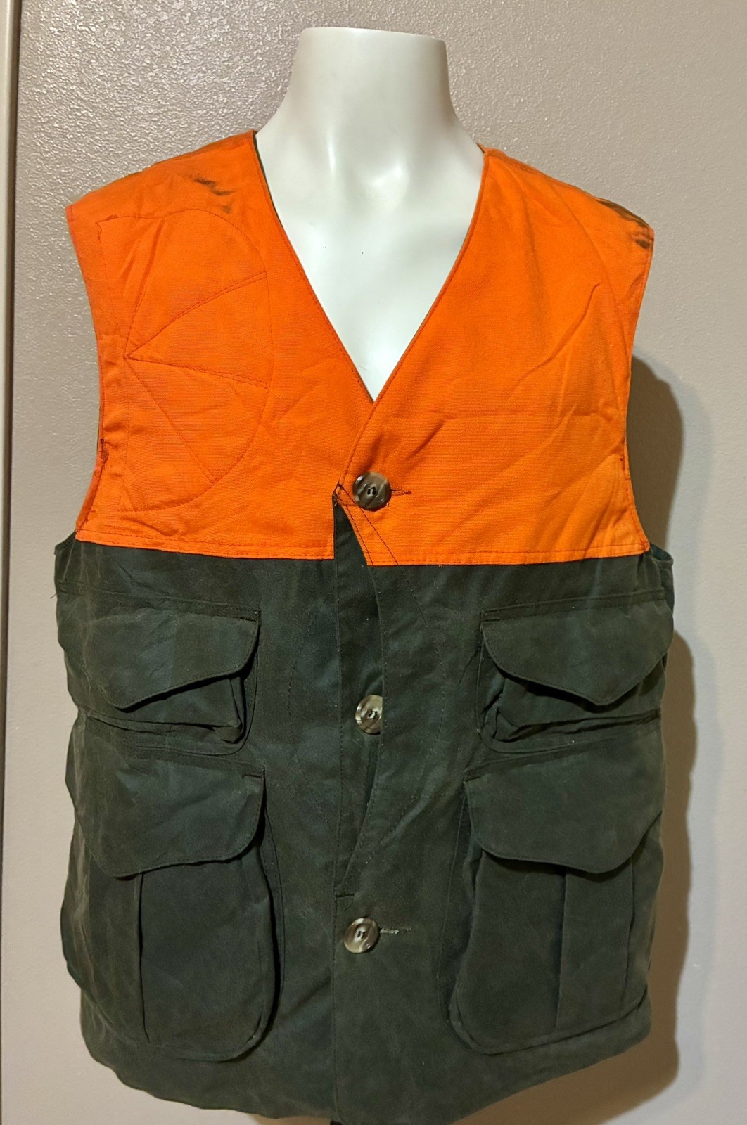 FILSON Upland Hunting Vest Style 433 Tin Cloth Size L Made in USA 
