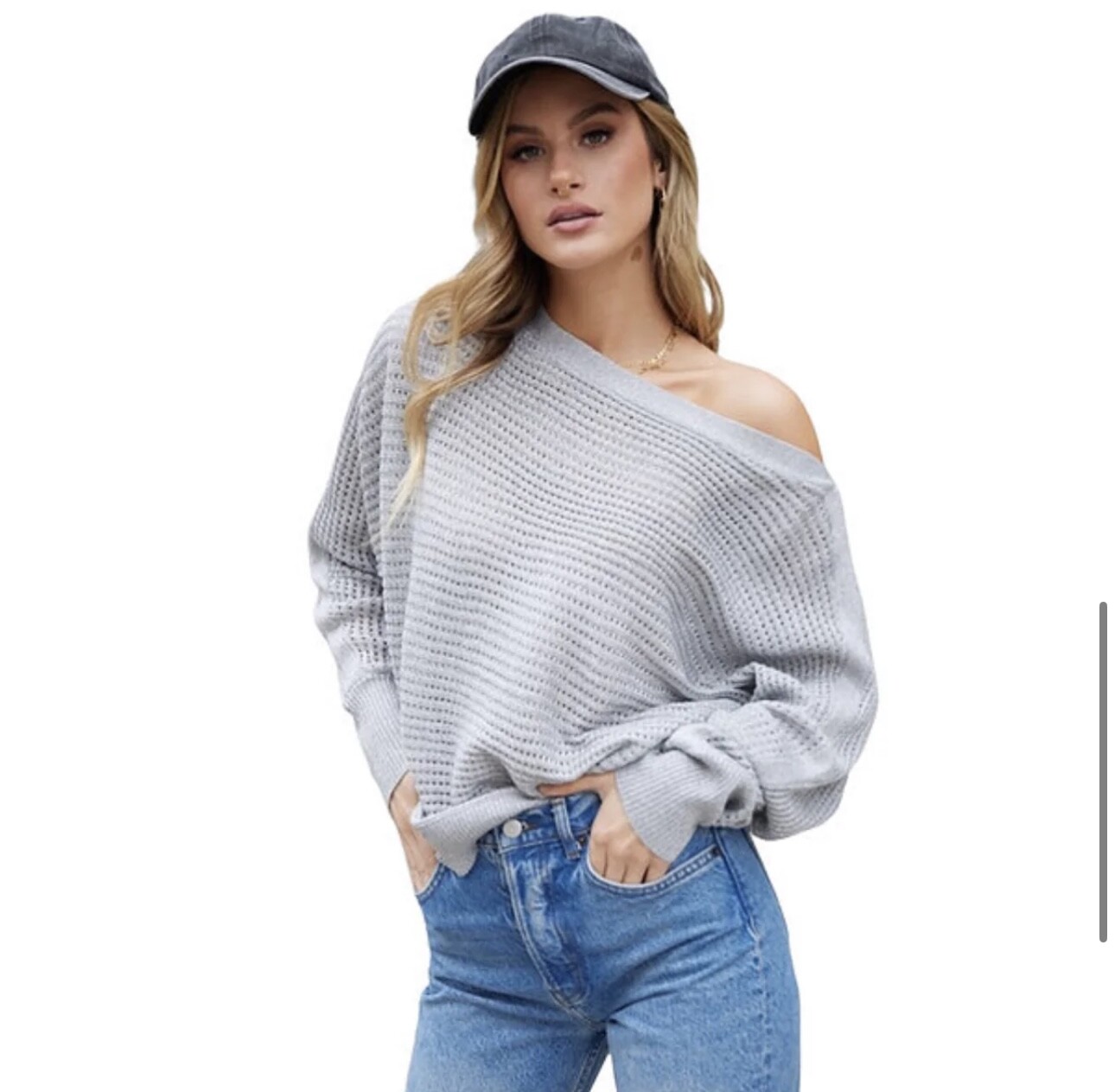 Love Stitch Off Should Silver/Gray Sweater