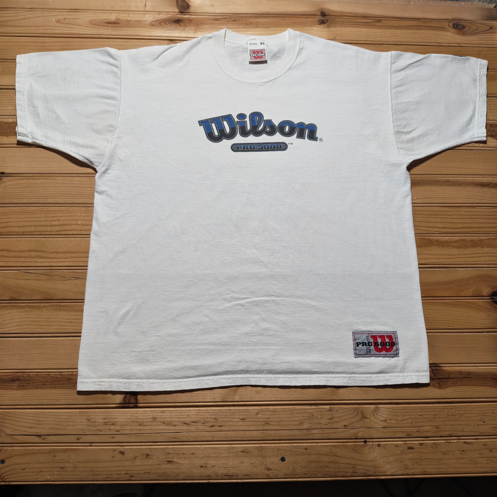 Vintage 90s Wilson Pro 5000 Spellout Athletic Sports Graphic T-Shirt USA - XL