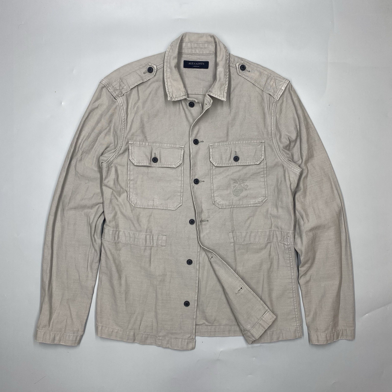 AllSaints Shirt Men M Sapper Military Thick Heavyweight Shacket Hunting Safari