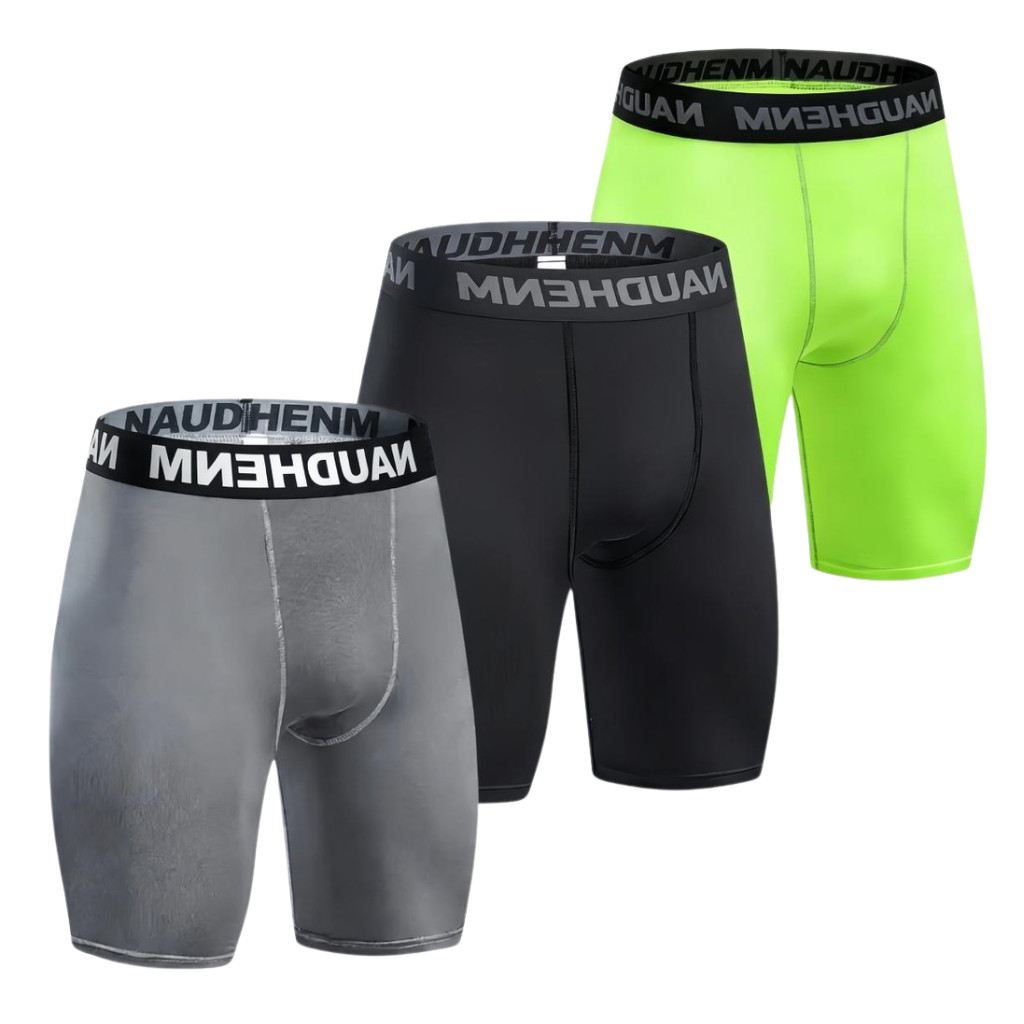 3Pcs Men\'s Athletic Compression Shorts,Stretch Breathable Athletic Boxer Briefs