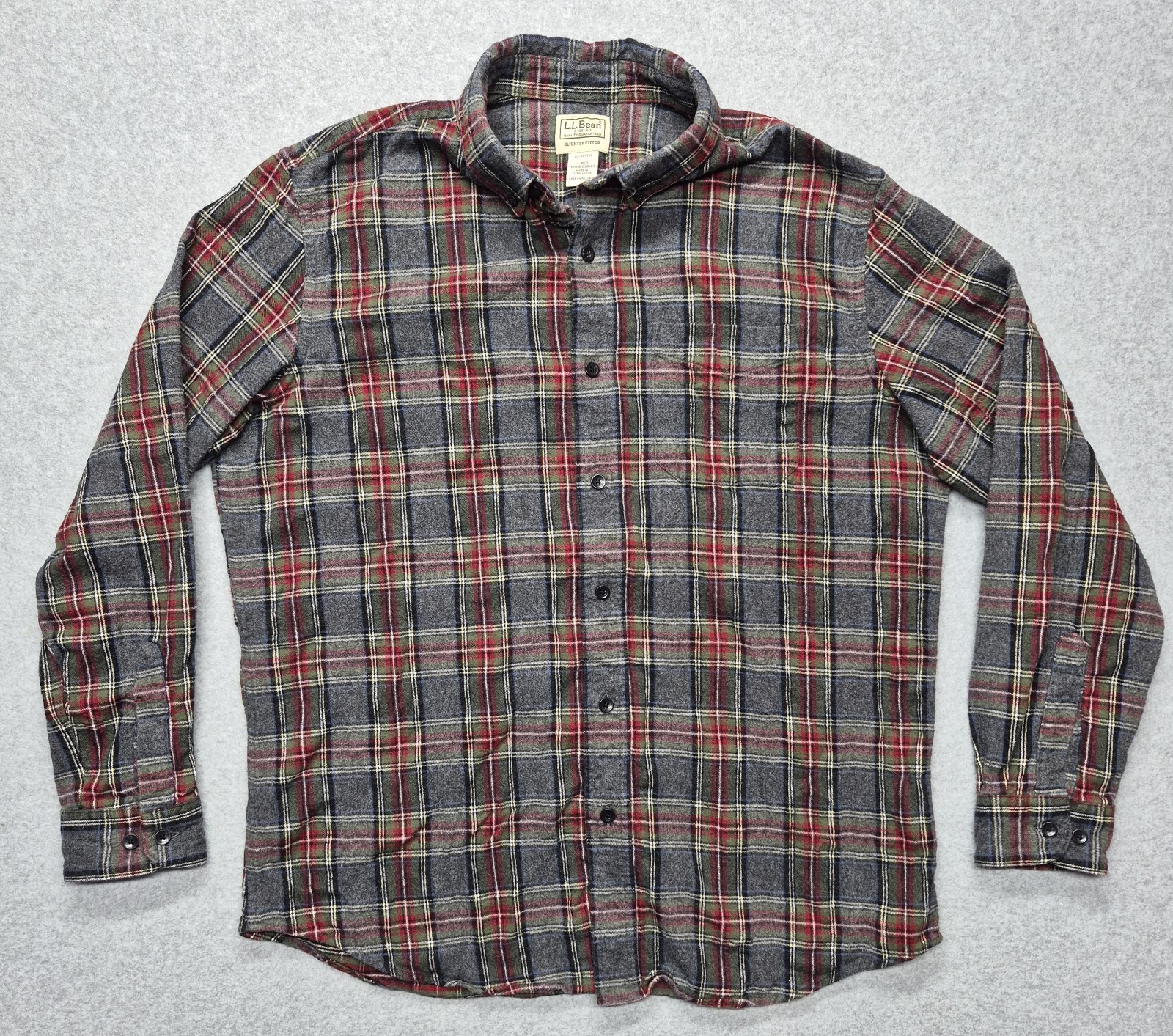 Vintage LL Bean Flannel Shirt Mens L-Reg Plaid 100% Cotton Long Sleeve Outdoor