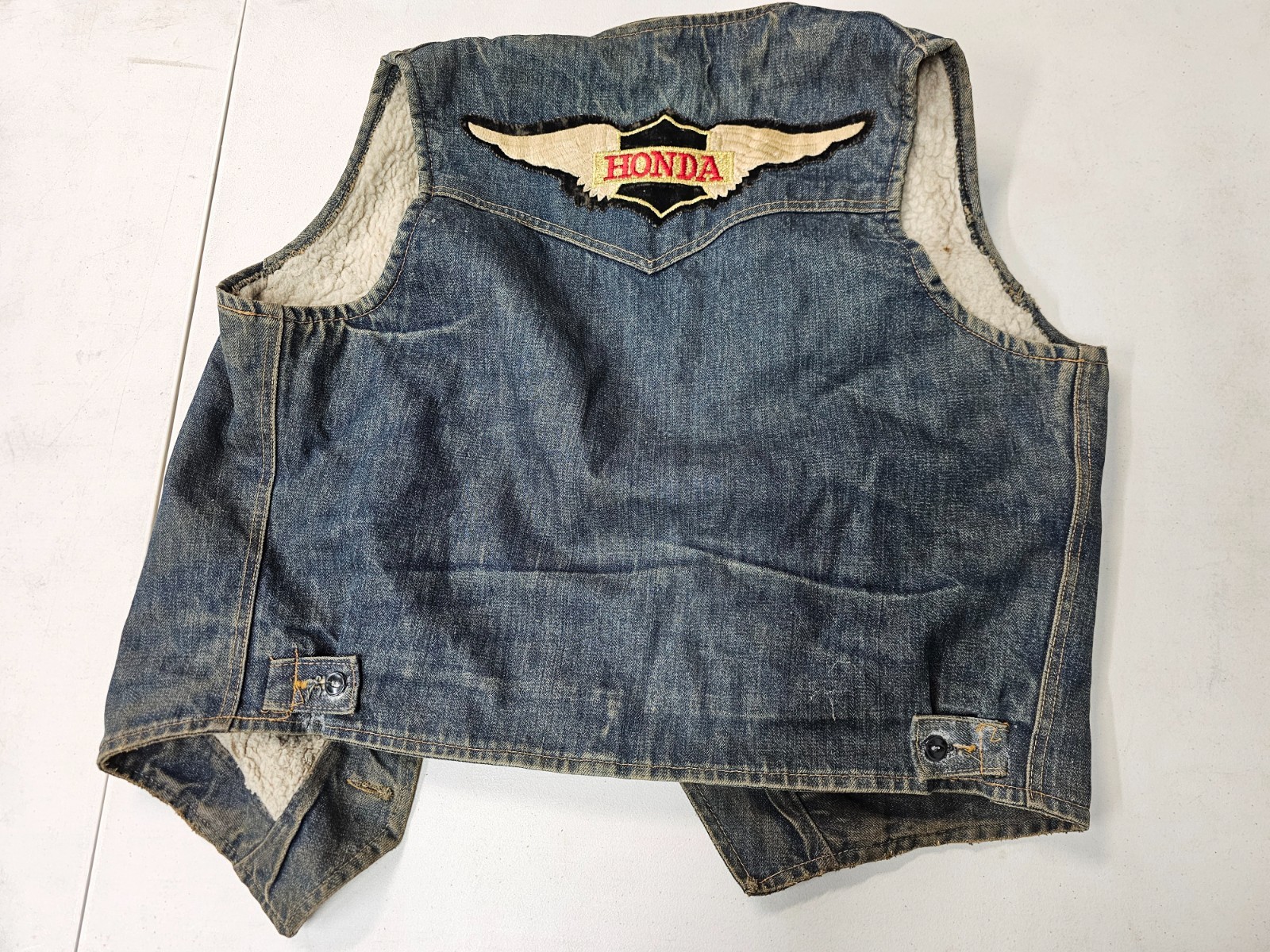 VTG 70s Lee Storm Rider Fleece-Lined Western Denim Vest Men’s Large USA HONDA