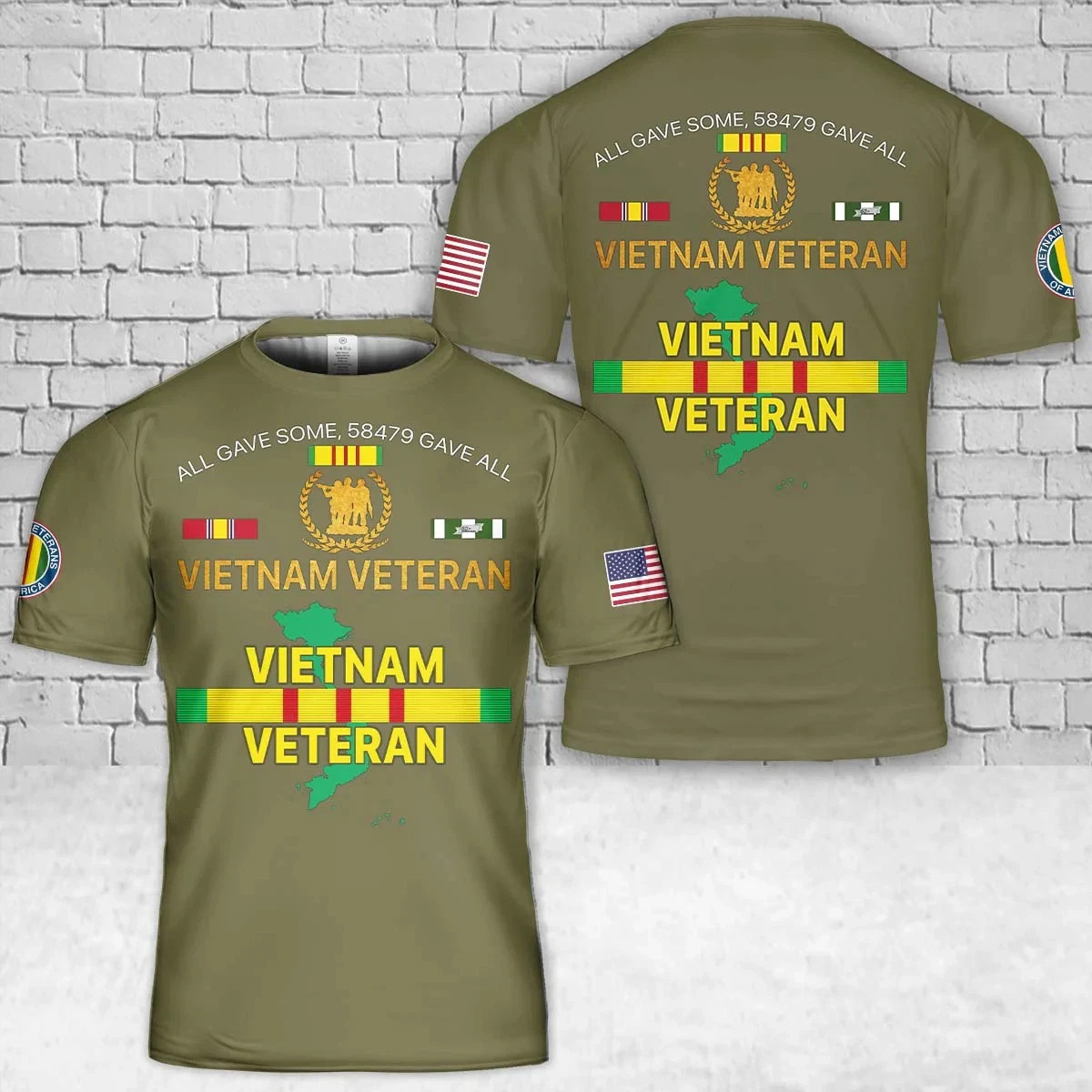 Custom Name All Gave Some Gave All Vietnam Veteran Military T-Shirt S-5XL 