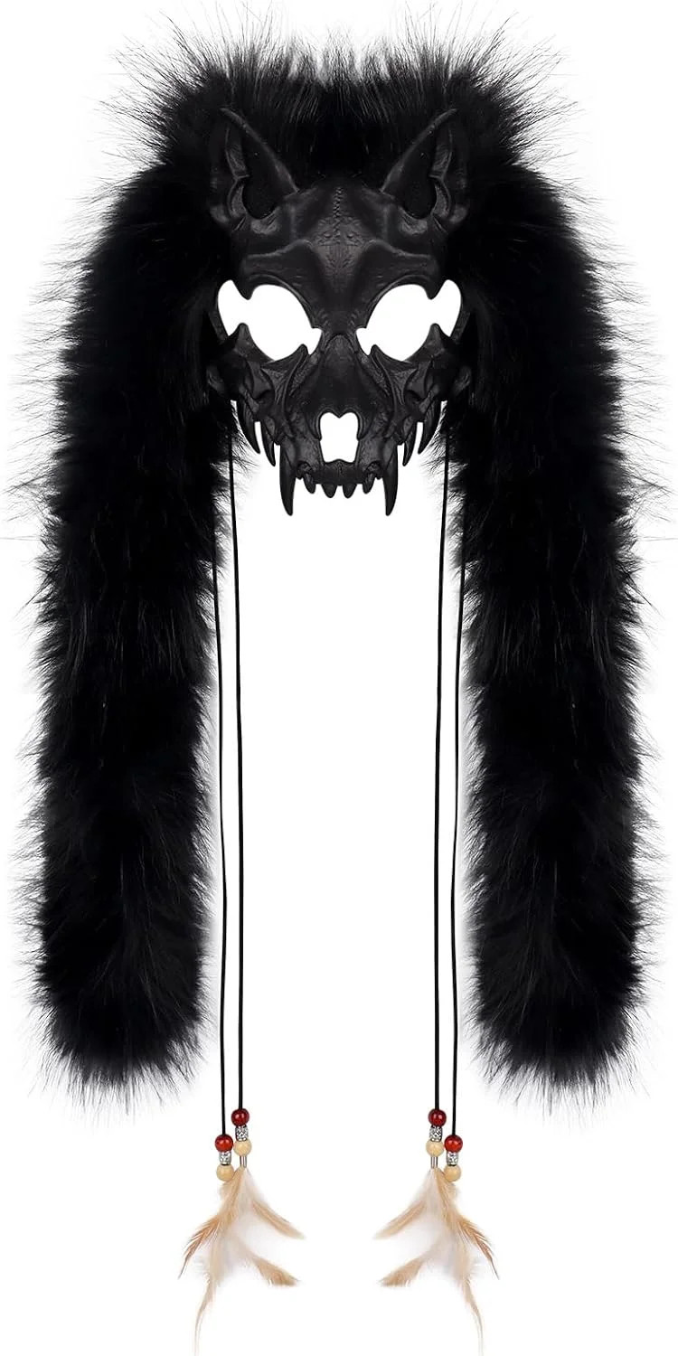 Holiberty Animal Head Wolf Mask Furry Viking Headpiece Warrior Werewolf Hallowee