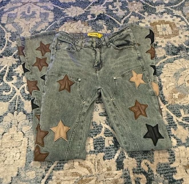 GUAPI Star Patch Denim Jeans Size 32 Light Wash