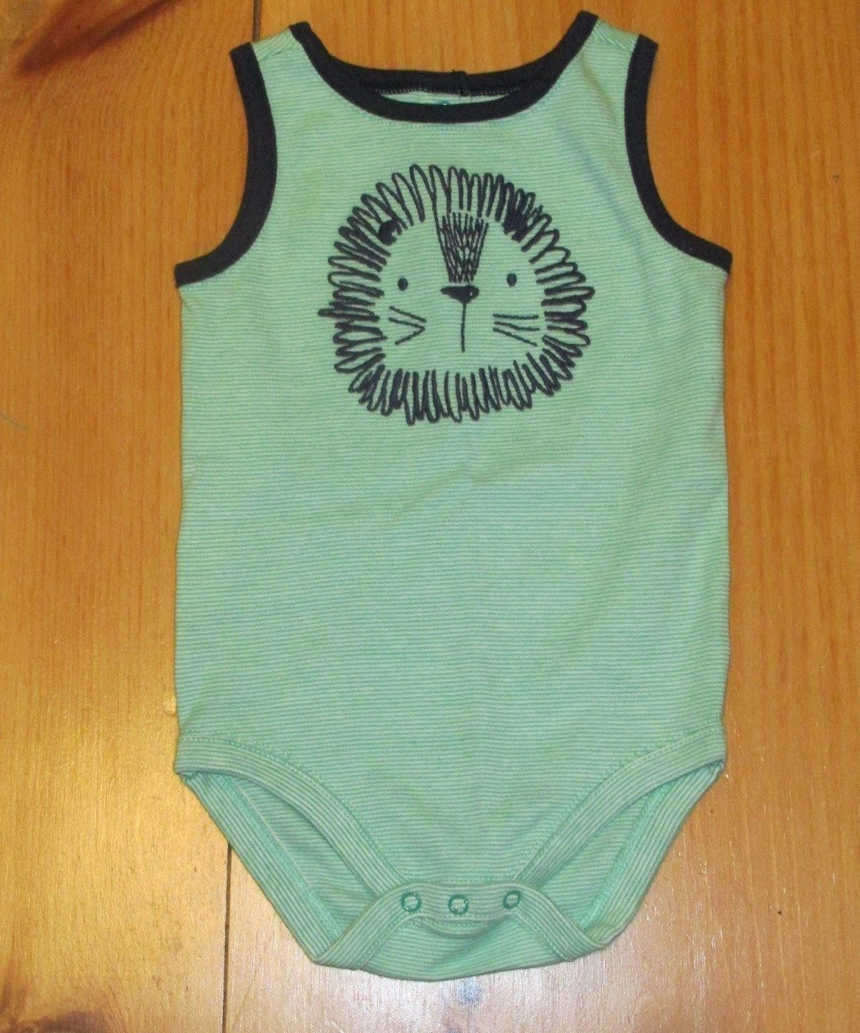 Gymboree Boys 6-12 Months Bodysuit Lion Blue Green Sleeveless Summer Striped NEW