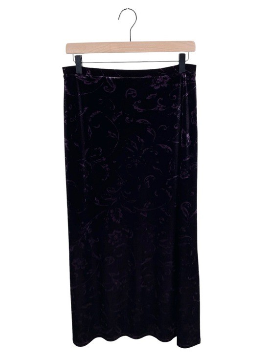 Vintage 90s Kathie Lee Purple Velvet Burnout Maxi Skirt Small Whimsigoth Witchy