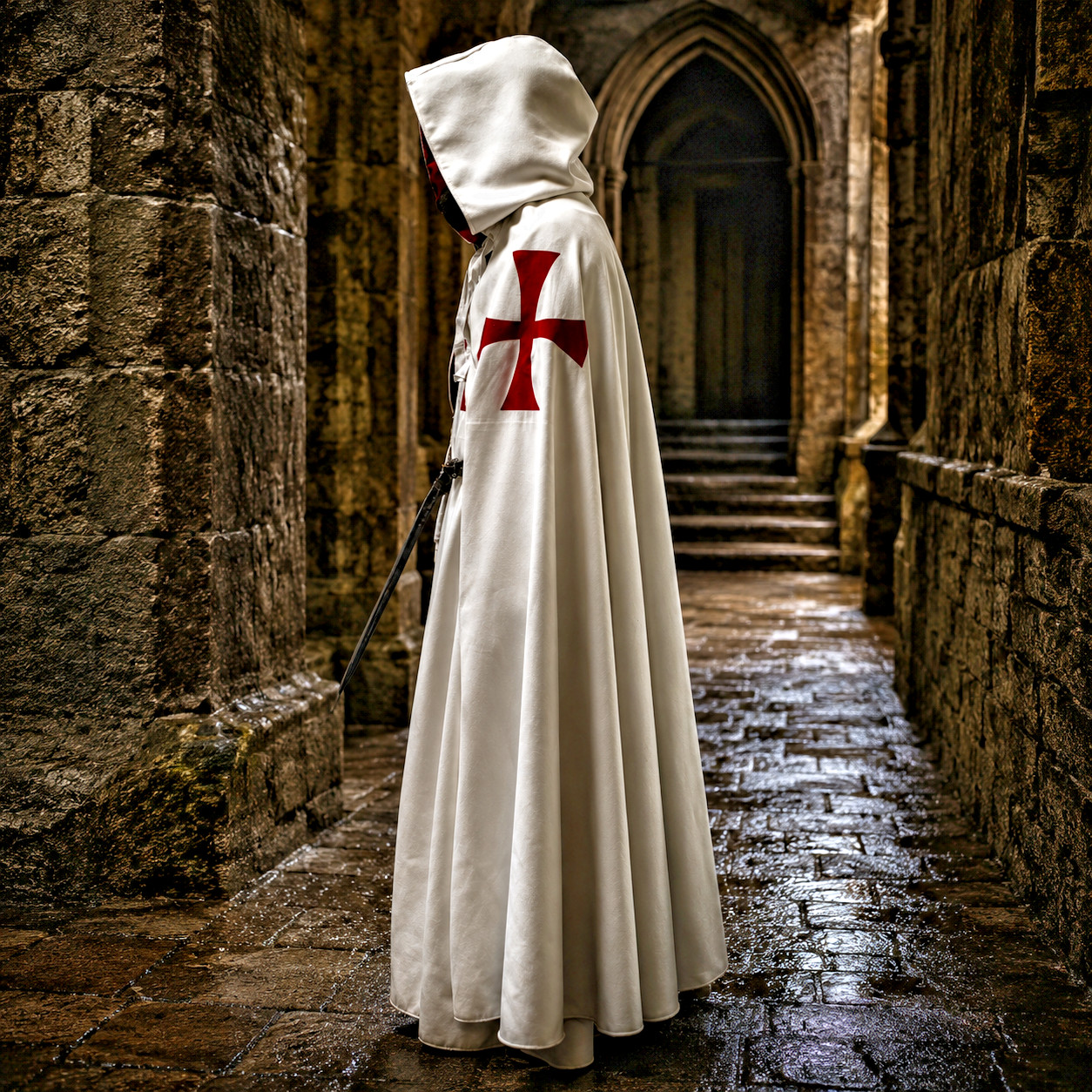 Mens fancy dress costume,knights templar costume in white Cosplay LARP ITEM Gift