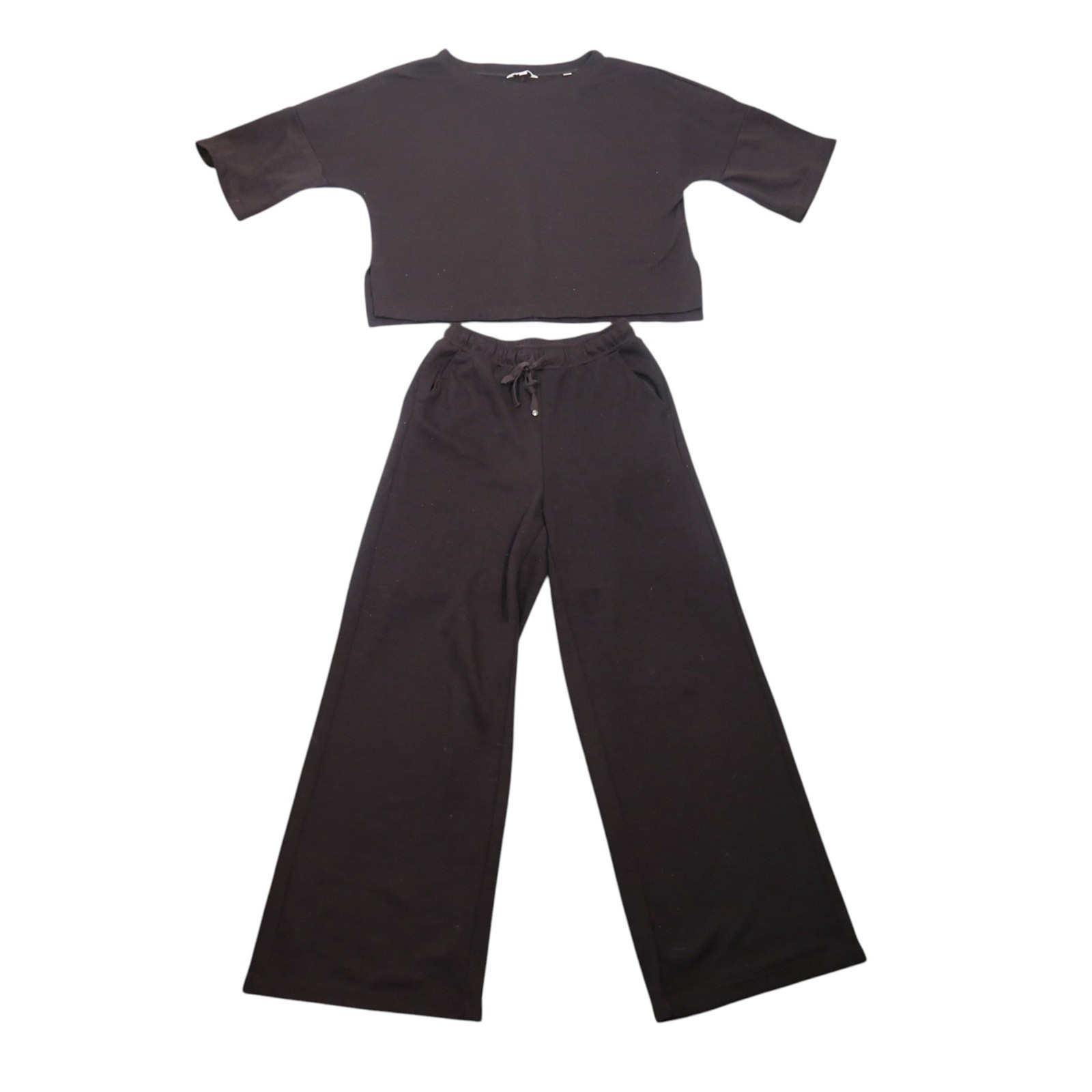 Vintage Max Studio Dark Brown Knit Set T-Shirt Wide Leg Pants S