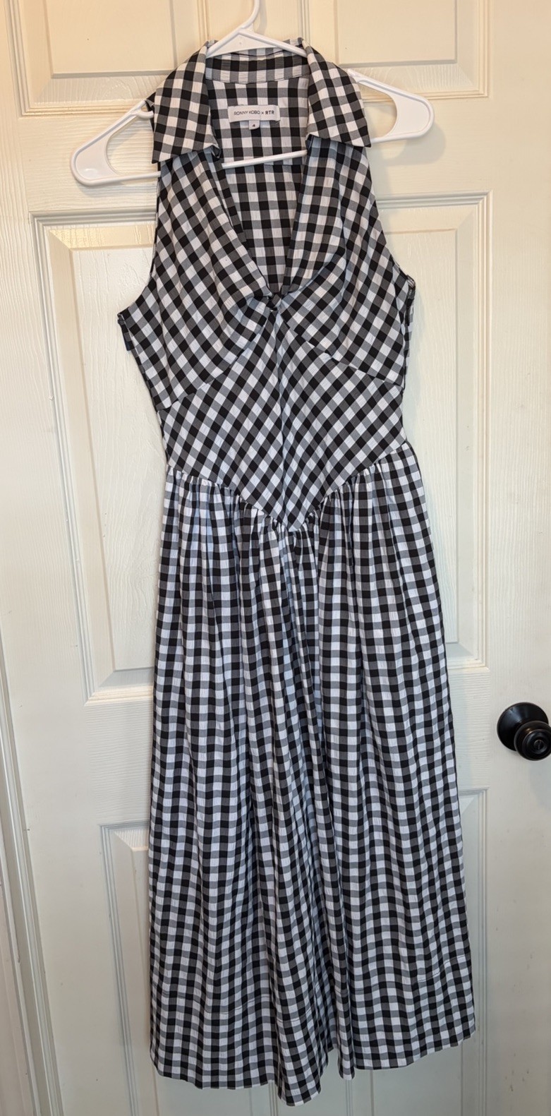Ronny Kobo Women\'s Black White checkered Pleated Dress Size 4