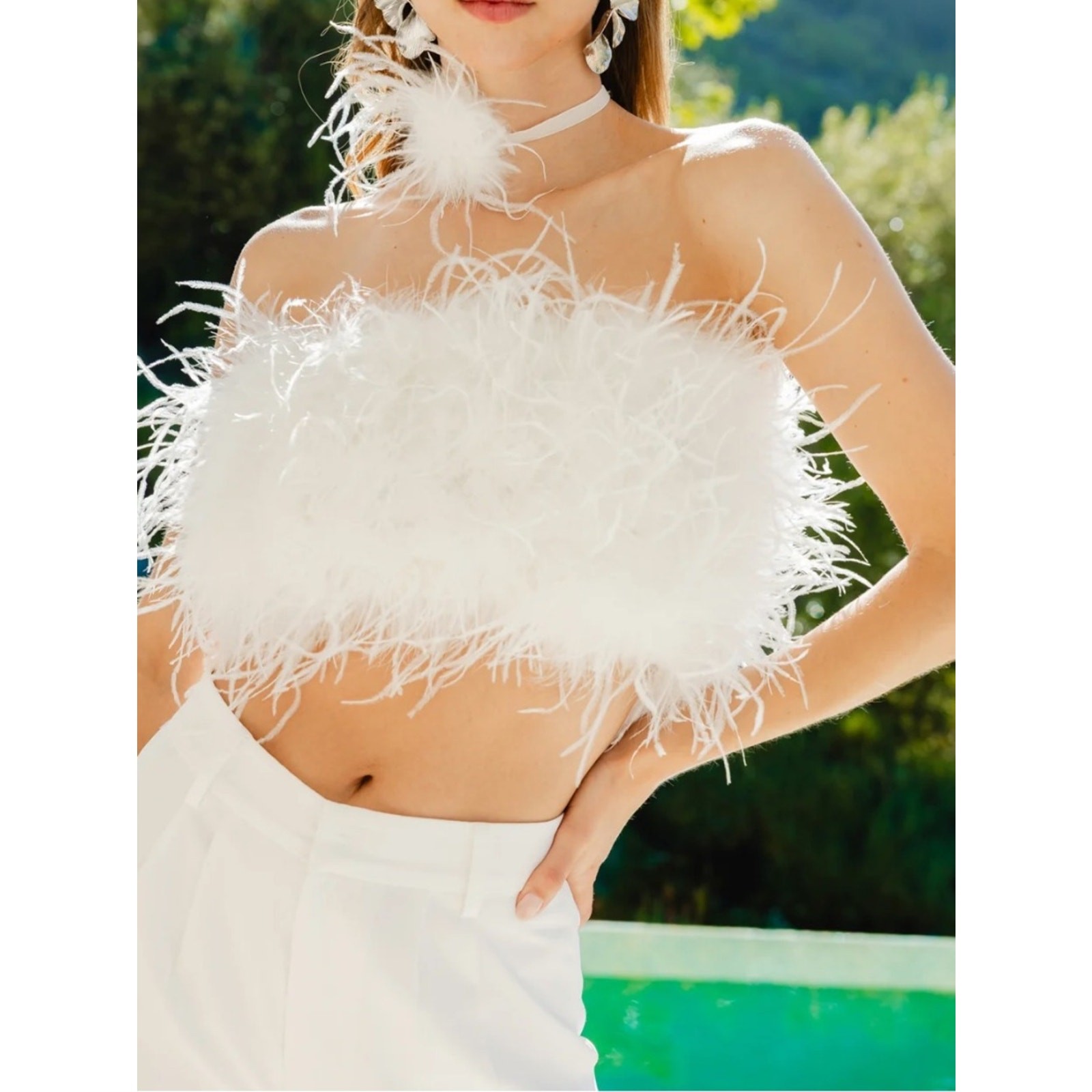 NWT Lisa Maree With Love Feather Top  White small