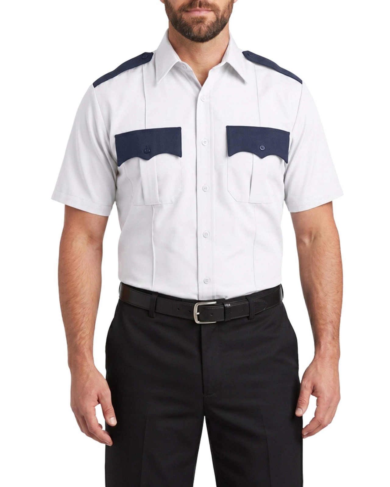 First Class 100% Polyester Two Tone Short Sleeve Uniform Shirt