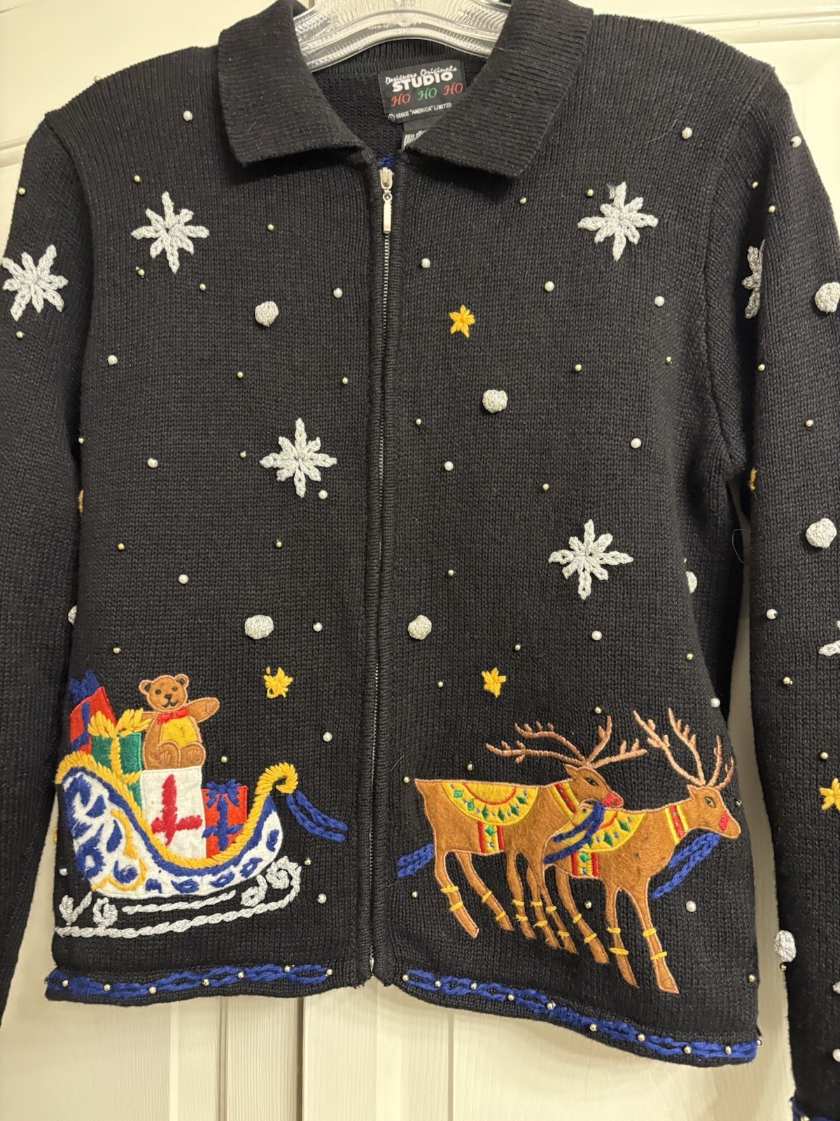 Vintage Holiday/Season Ugly Sweater Cardigan Sz. P/S Designer Original Zip Front