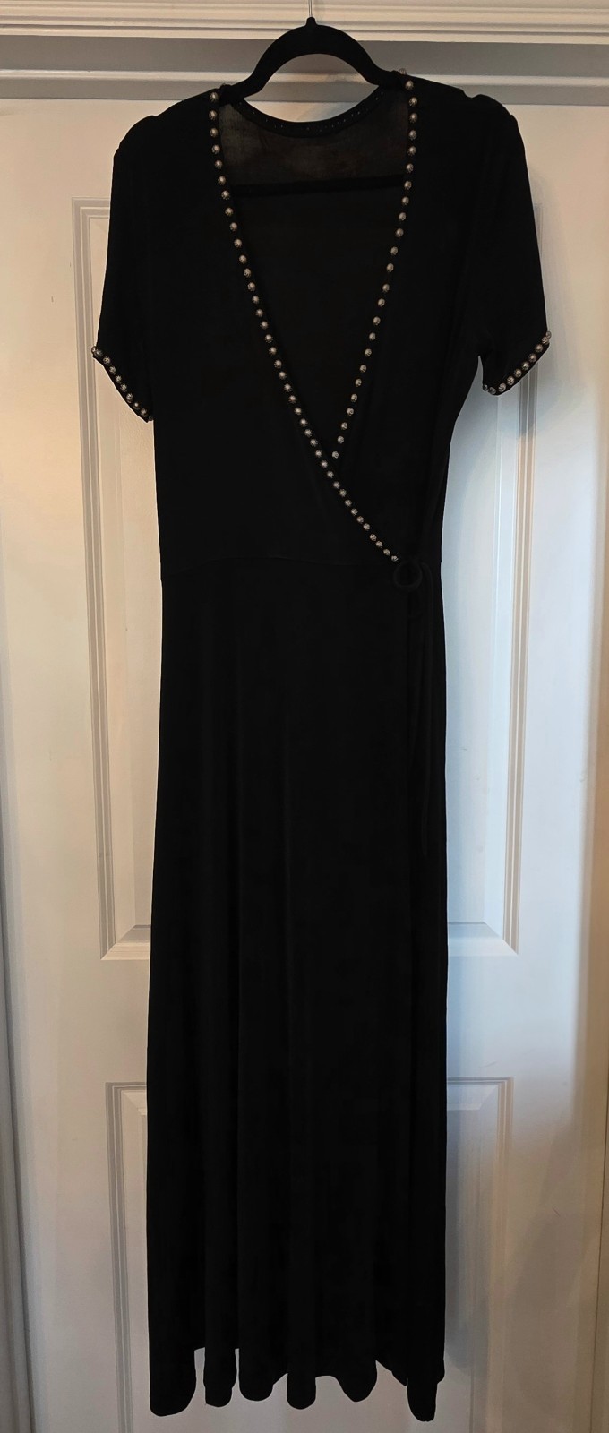 Vintage Double D Ranchwear Black Studded Maxi Wrap Dress - Size Med