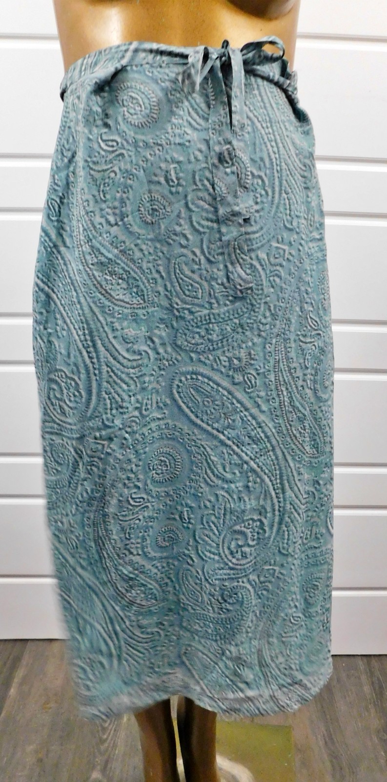 ETRO Blue Muted Paisley Print Maxi 100% Silk Skirt Size 40/US 4