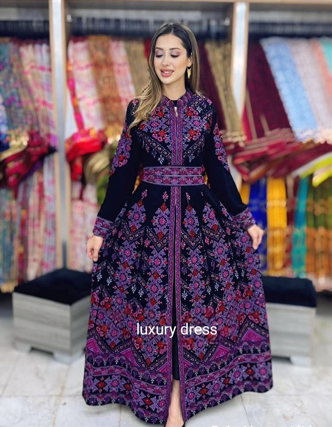 Palestinian Embroidery Handmade Luxury Thobe Stunning Embroidered Fashion Thobe