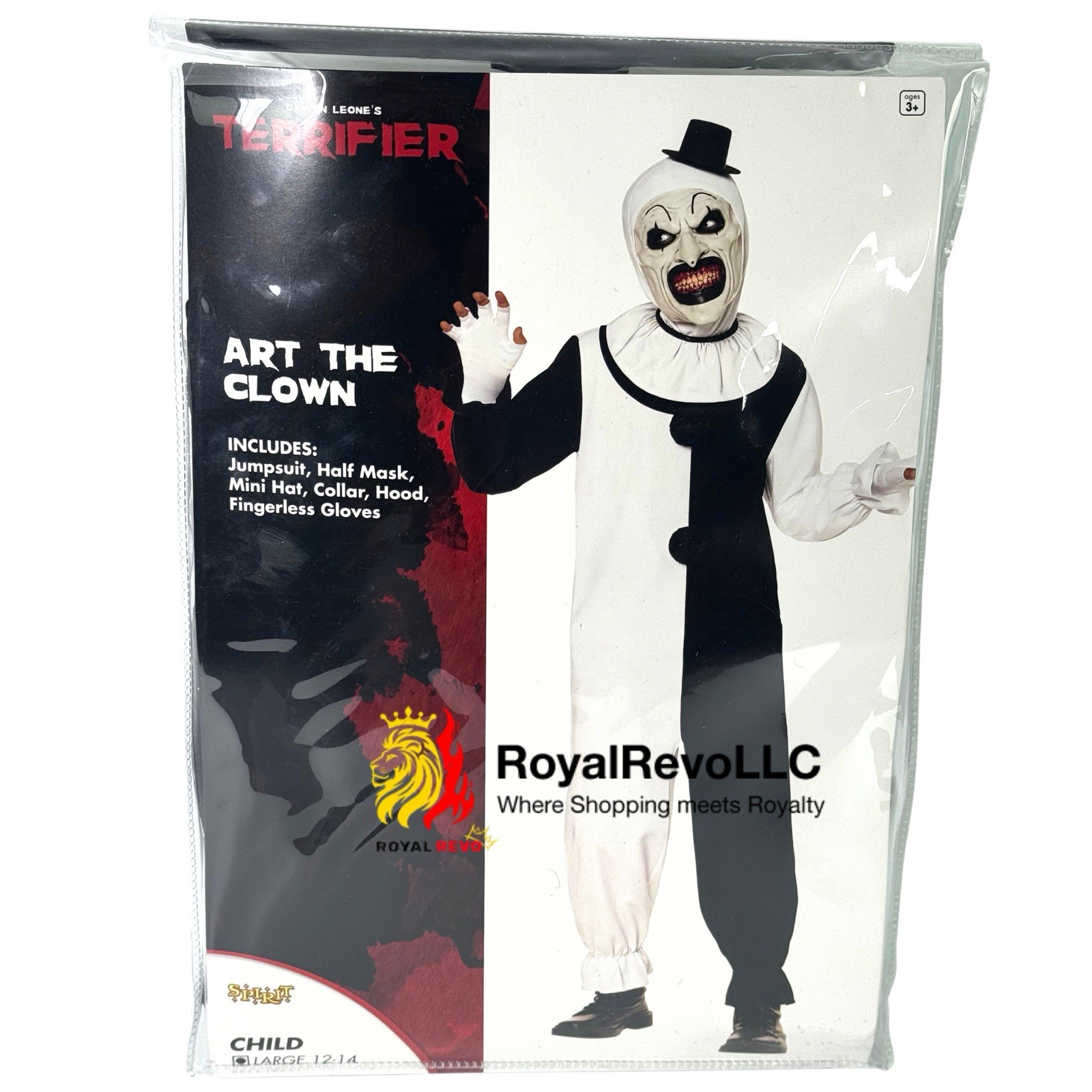 [01729383] Spirit Halloween Terrifier Kids Art the Clown Costume Sizes Vary