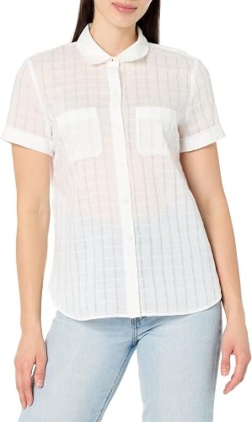 Nautica Womens Button Front Short Sleeve Camp Shirt Bright White Size S NWT