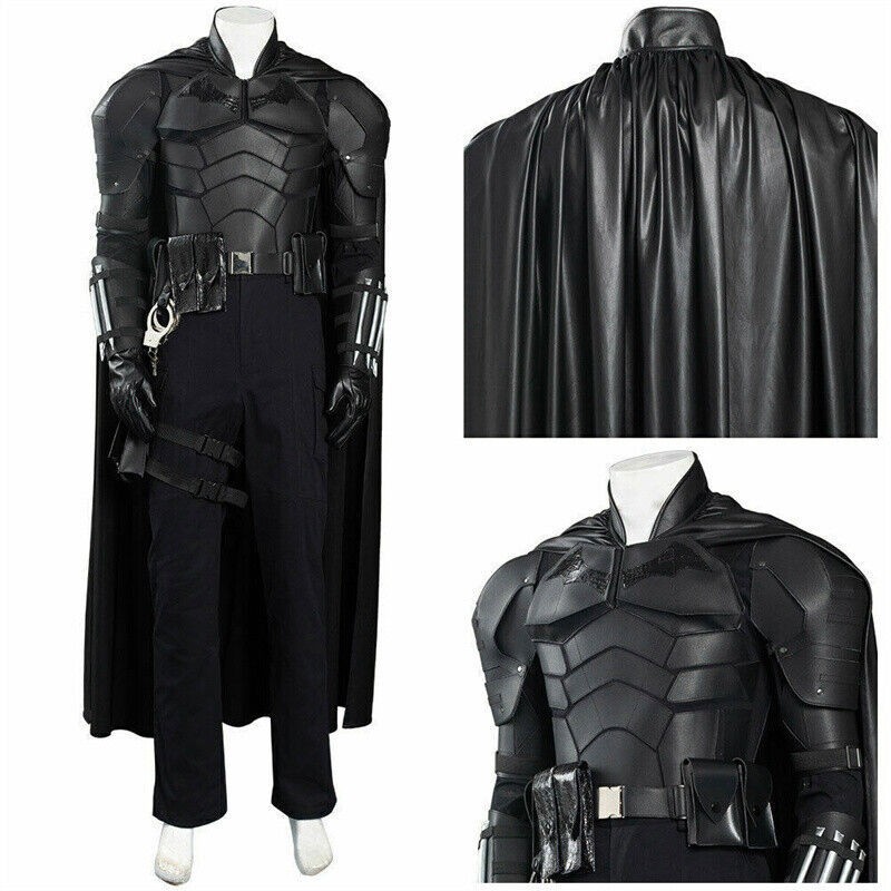 The Batman Bruce Wayne Cosplay Costume Cloak Pants Full Set Halloween Outfit New