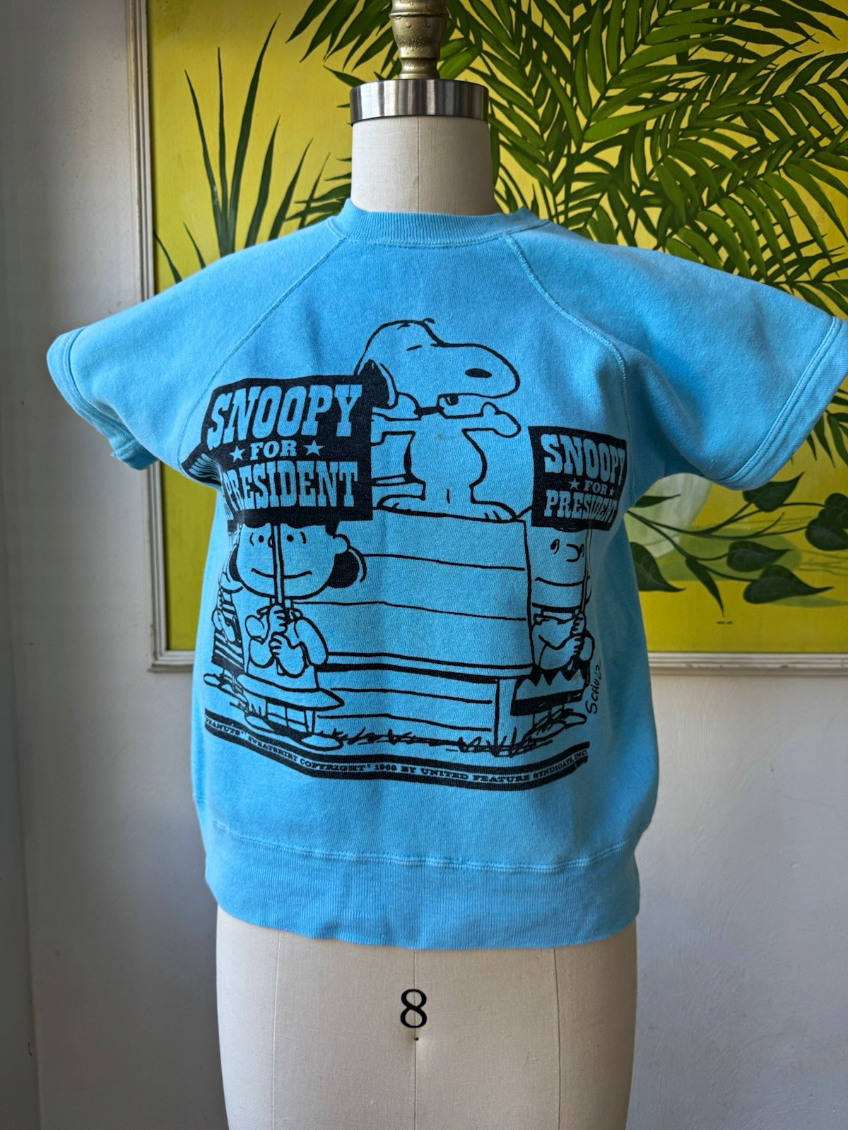 RARE Peanuts Snoopy for President Graphic Blue Crewneck Sweatshirt Vintage