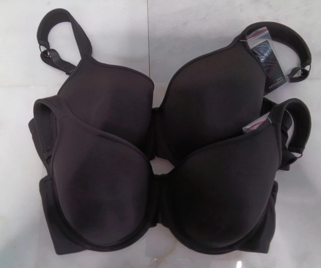 2 UNDEROUTFIT Ultimate Coverage Bra Underwire Adjustable Straps 36C Black