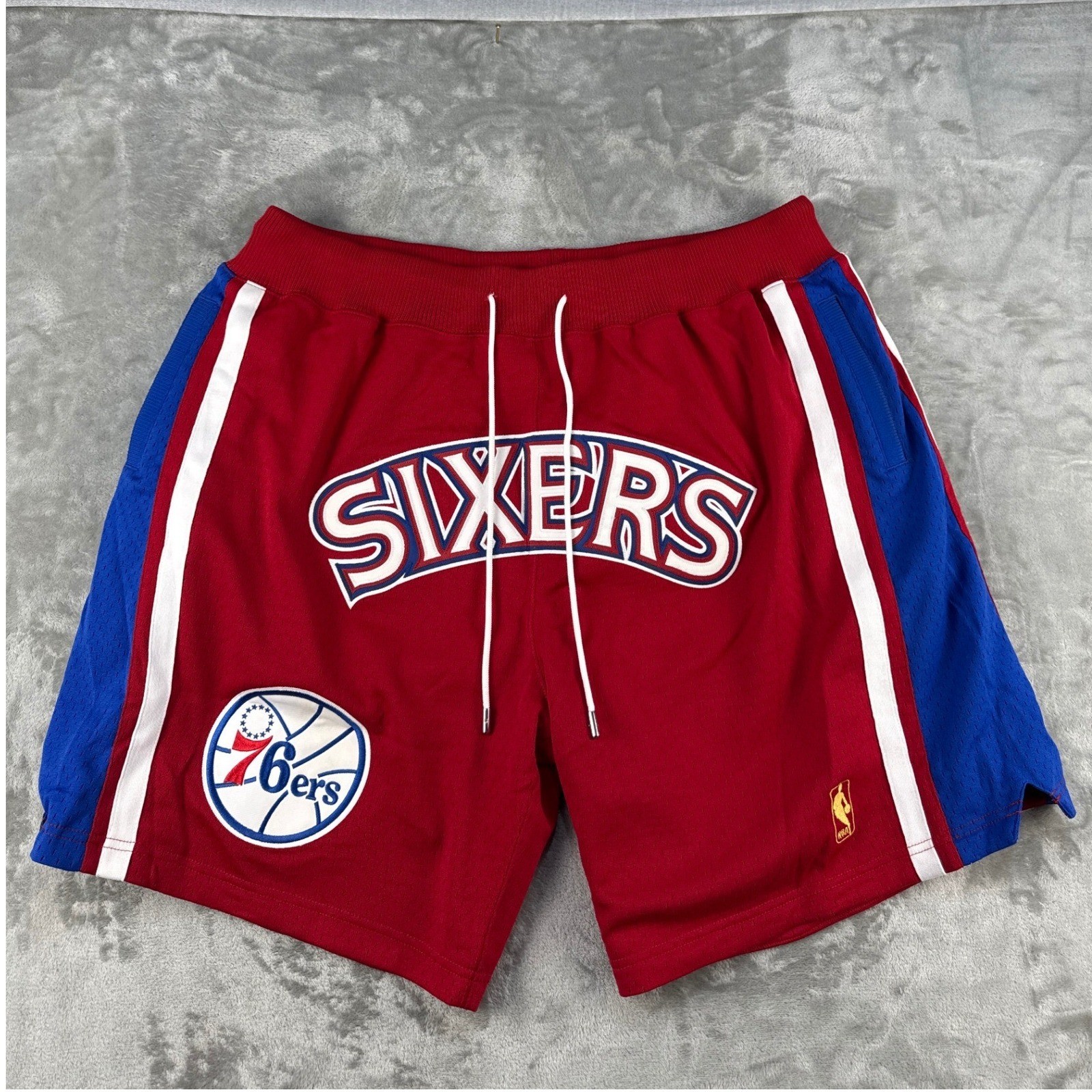 Philadelphia 76ers Mitchell & Ness Mens XXL Just Don Red Mesh Shorts EUC