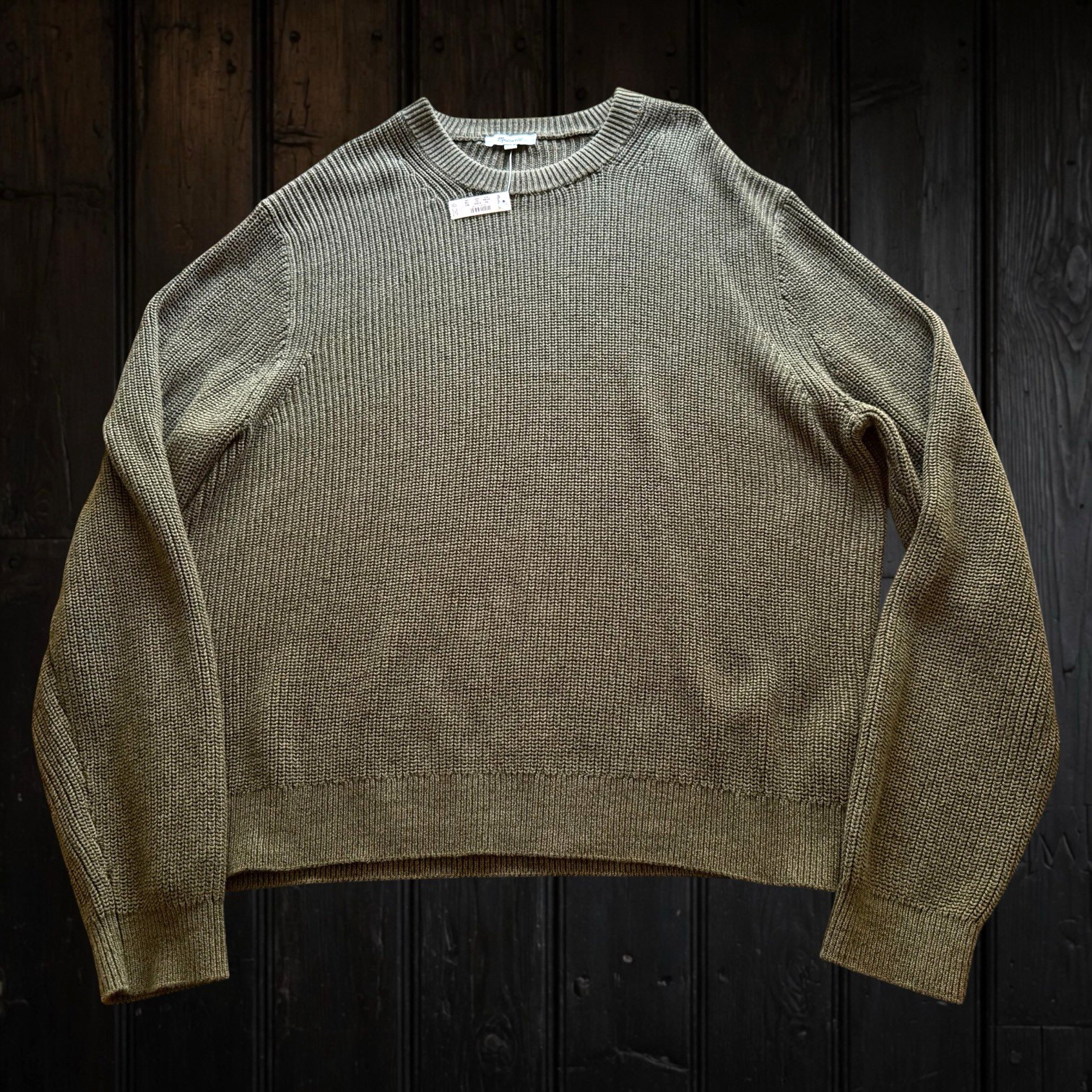 Madewell Cotton Shaker Stitch Crewneck Sweater Olive Green Mens 2XL Knit NWT
