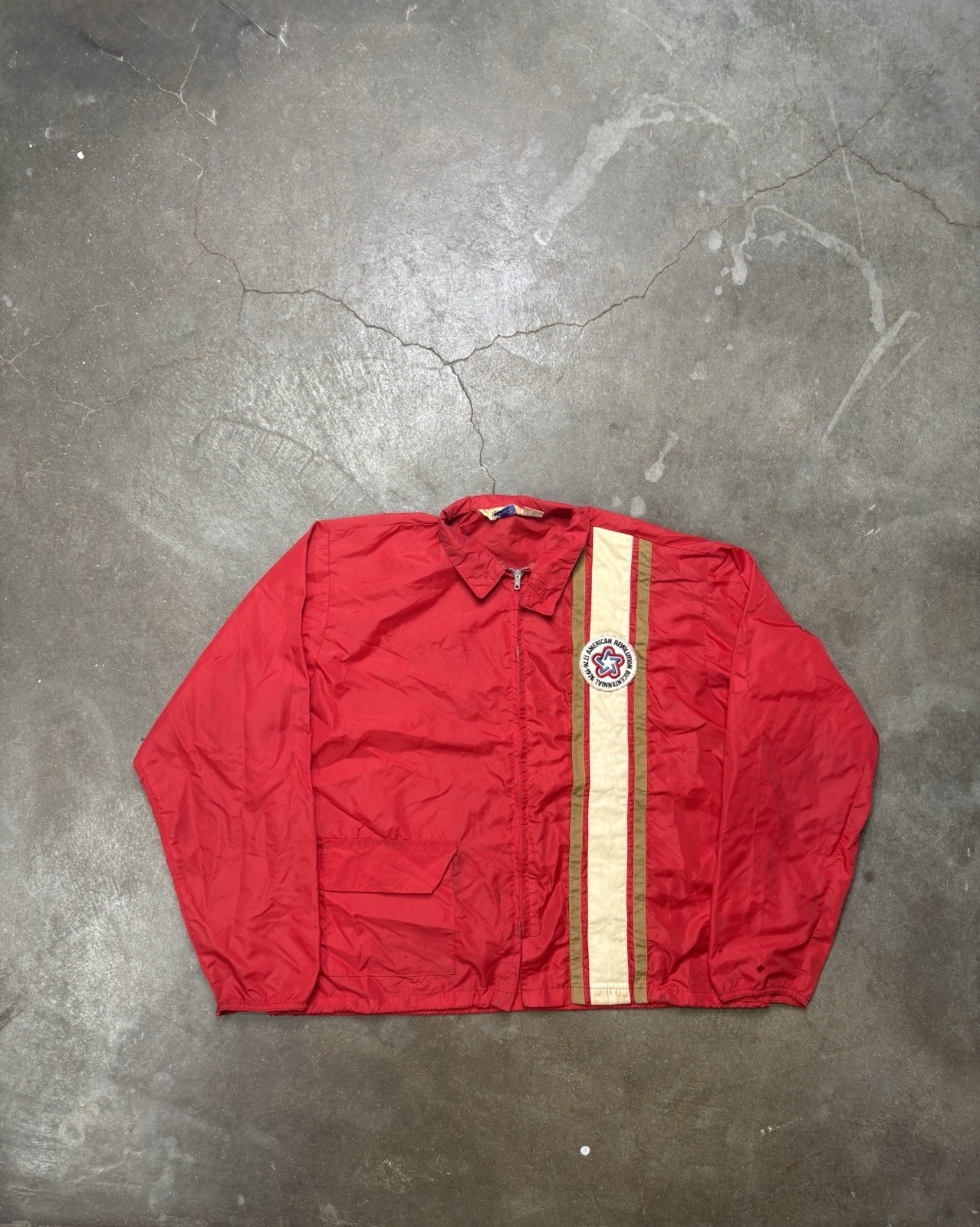 True Vintage 1970s Red American Revolution Bicentennial Jacket Boxy Small
