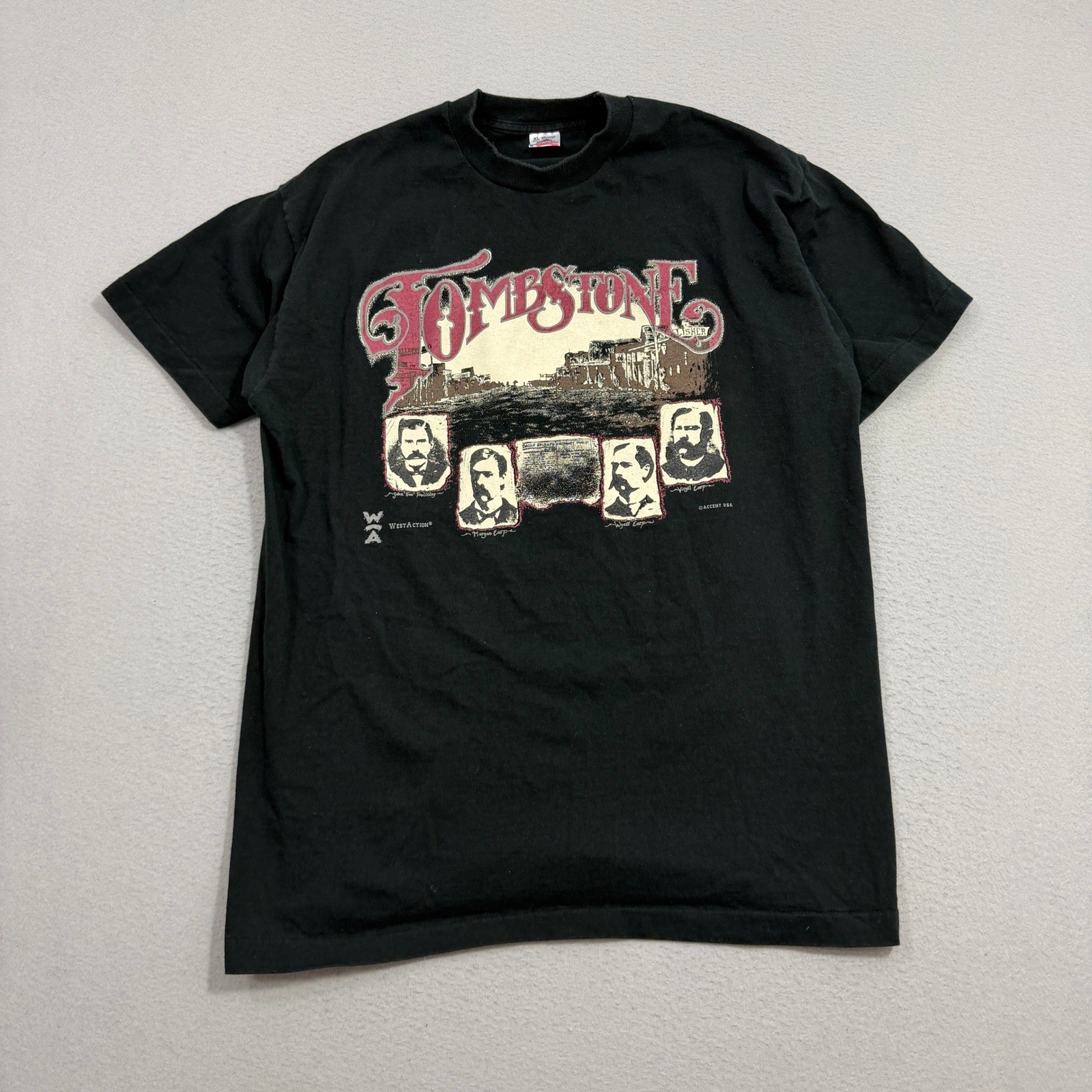 Vtg 90s Tombstone Movie Promo Shirt XL Fruit of the Loom Made in USA Wyatt Earp