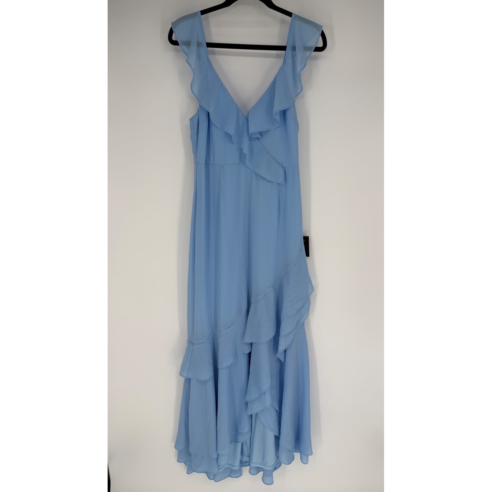 LULUS CHARMING EVENT LIGHT BLUE ASYMMETRICAL RUFFLED MAXI DRESS NWT LARGE BRIDAL