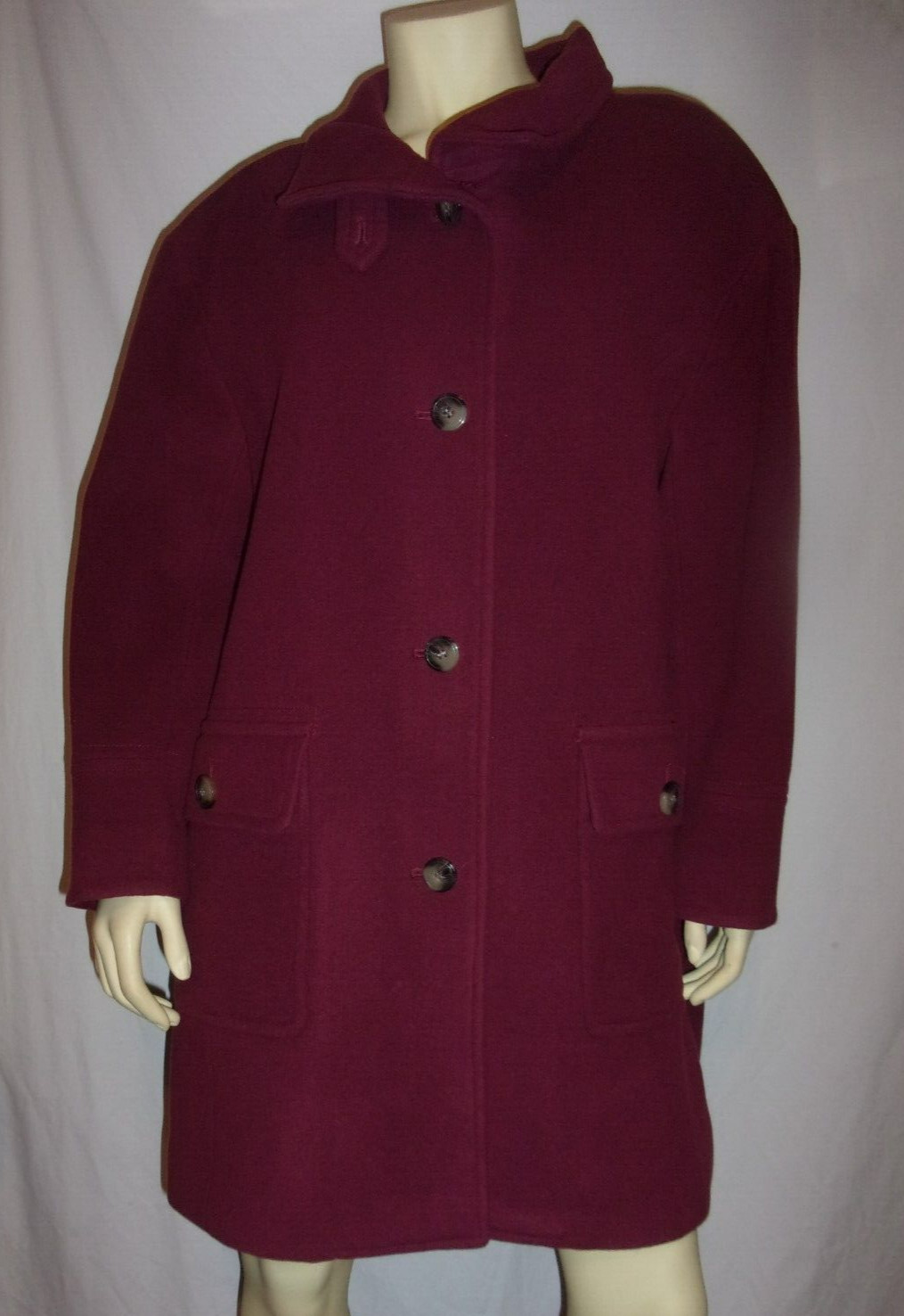 Talbots Boucle Mock neck  Soft Wool Blend Red Plum Coat Size L $369.00