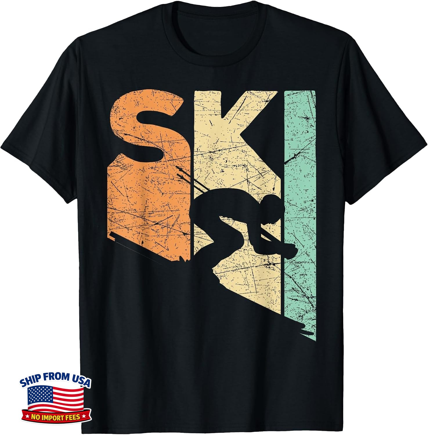 Vintage Ski Skier Retro Downhill Skiing Lover T-Shirt