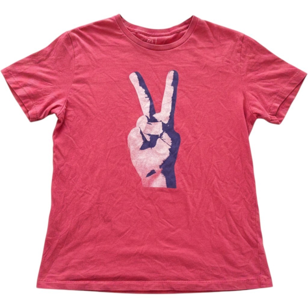 GAP Peace Sign Graphic T-Shirt Women\'s S Red White Blue Americana Vintage Wash