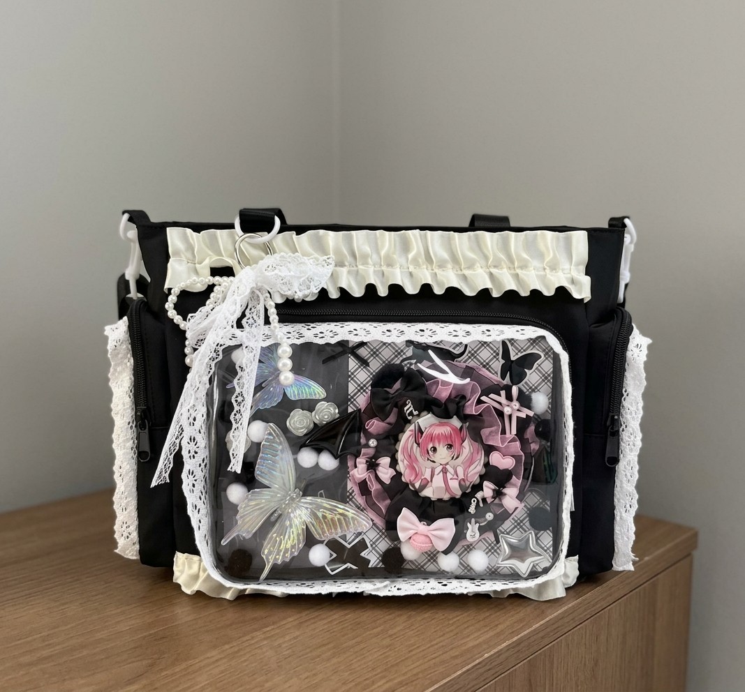 Y2K Kawaii Ita Bag Japanese Lolita Clear Window Shoulder Tote Bag DIY with Keych