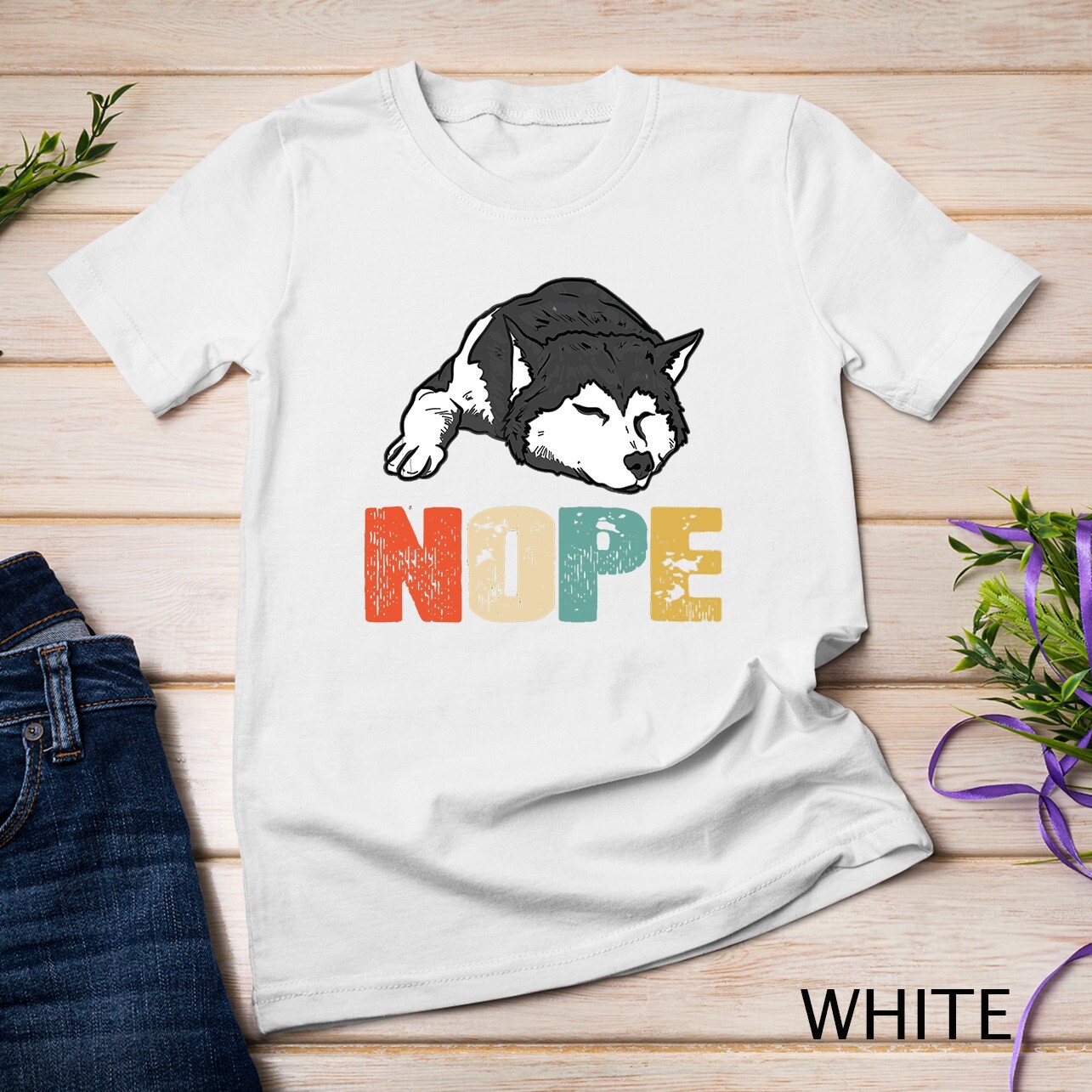Vintage Nope Funny Siberian Husky Dog Lover T-Shirt Unisex T-shirt