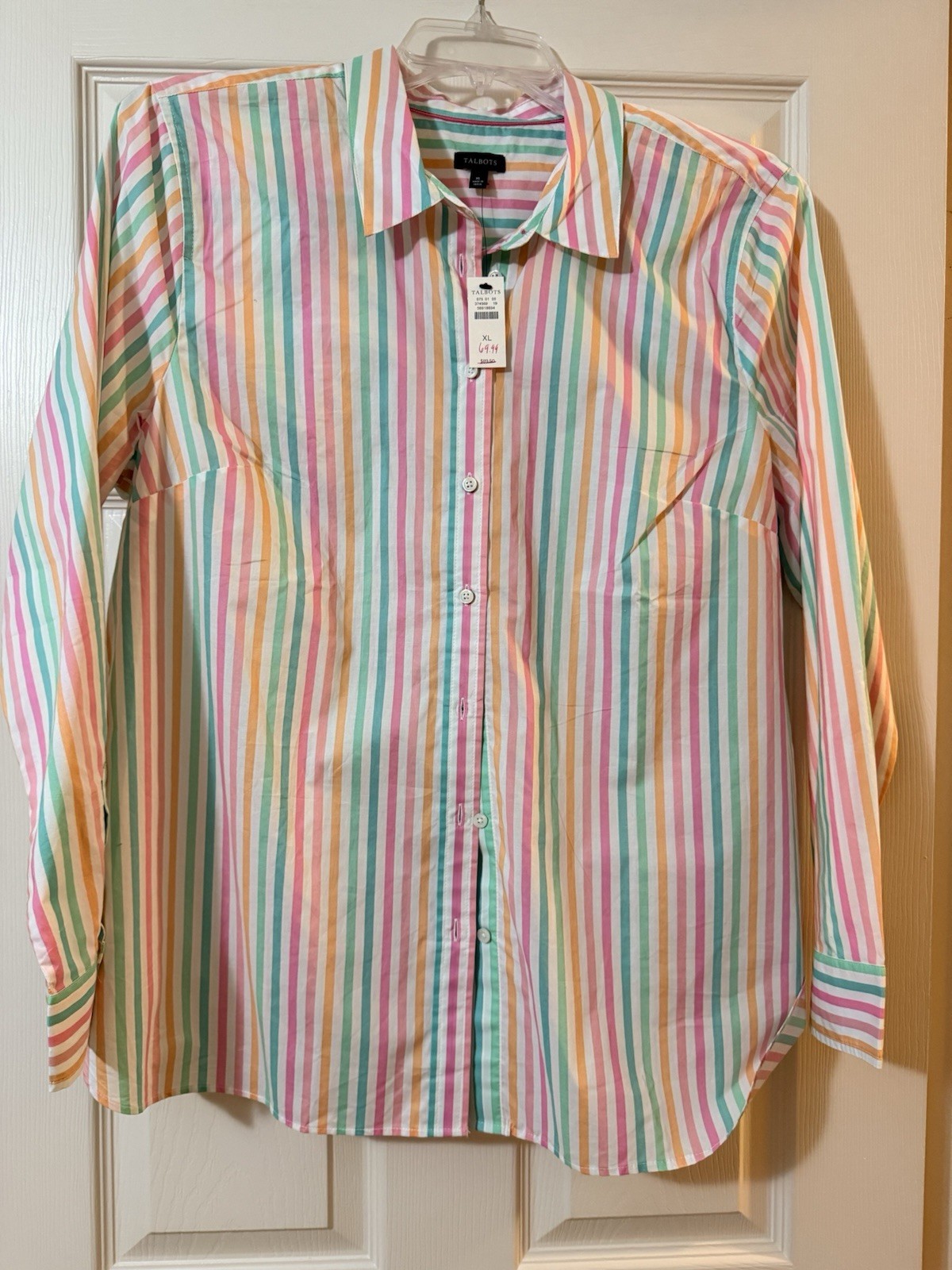 Talbots Woman’s Long Sleeve Button Down Striped Blouse. NWT.