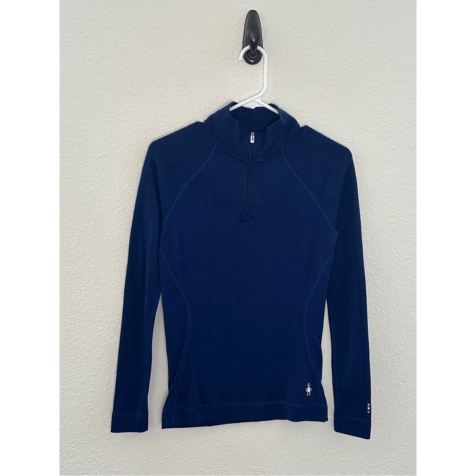 Smartwool Merino Wool 250 Quarter 1/4 Zip Women Size S Blue Base Layer Top