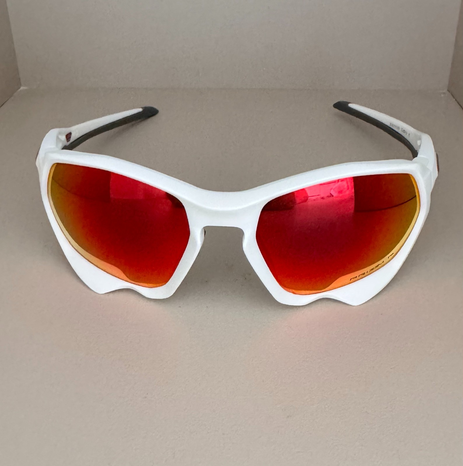 Brand new Oakley Plazma OO9019 sunglasses*Prizm white frame- 59mm ruby ​​lenses/