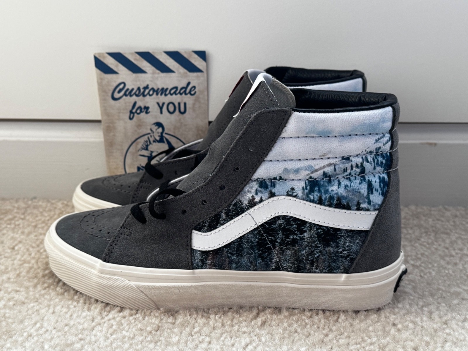 CUSTOM VANS Grey BRAND NEW Men\'s 6.5/ Women\'s 8