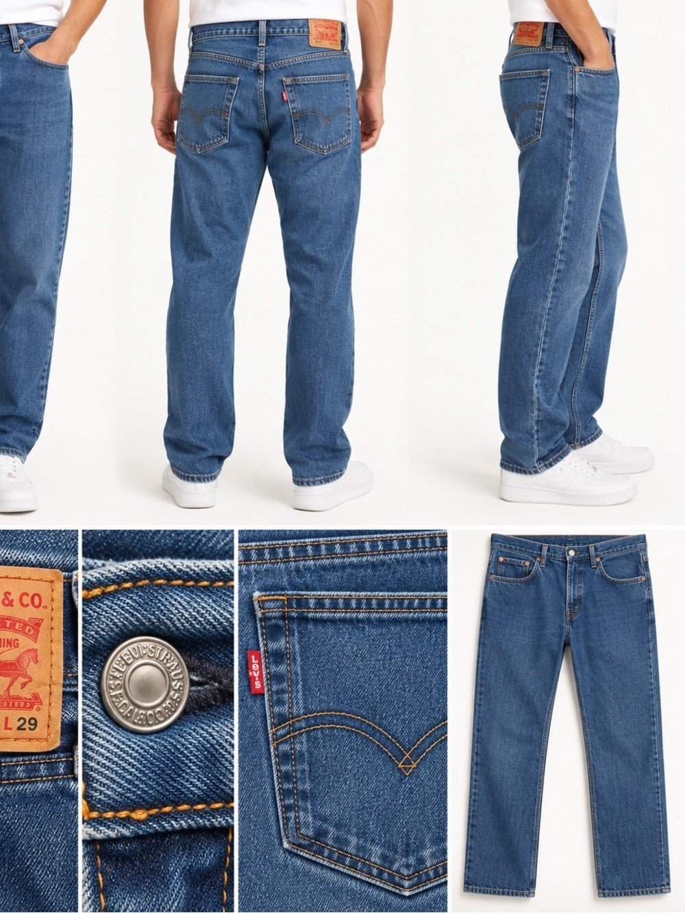 Levi’s 505 Men’s Regular Fit Straight Leg Jeans 36x29 Medium Wash [COPY]