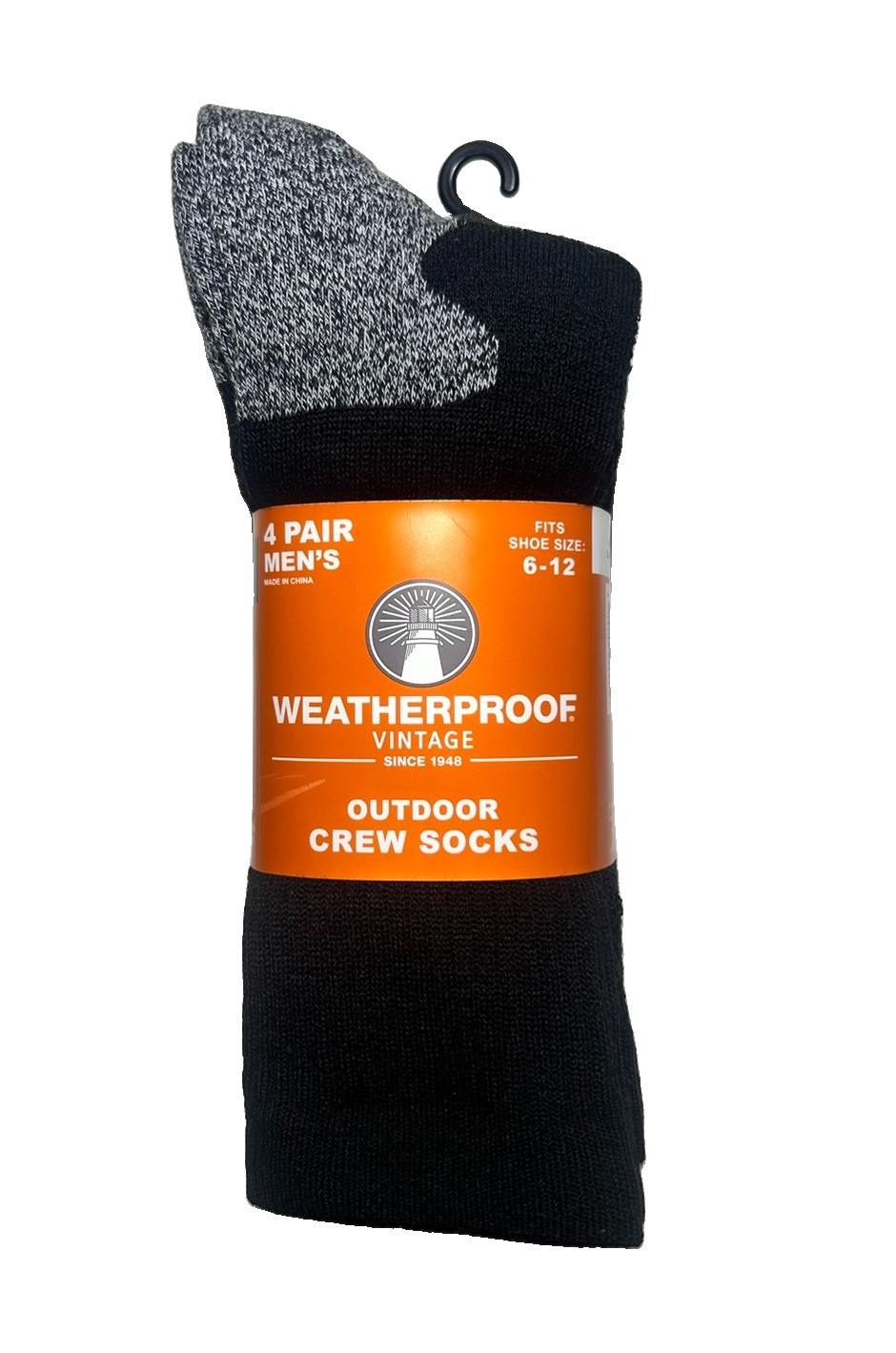  New Weatherproof Vintage Men\'s 4 Pair Ourdoor Wool Blend Crew socks Sizes 6-12