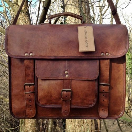Mens Genuine Vintage Leather Satchel Messenger Men Hand Bag Laptop Briefcase Bag