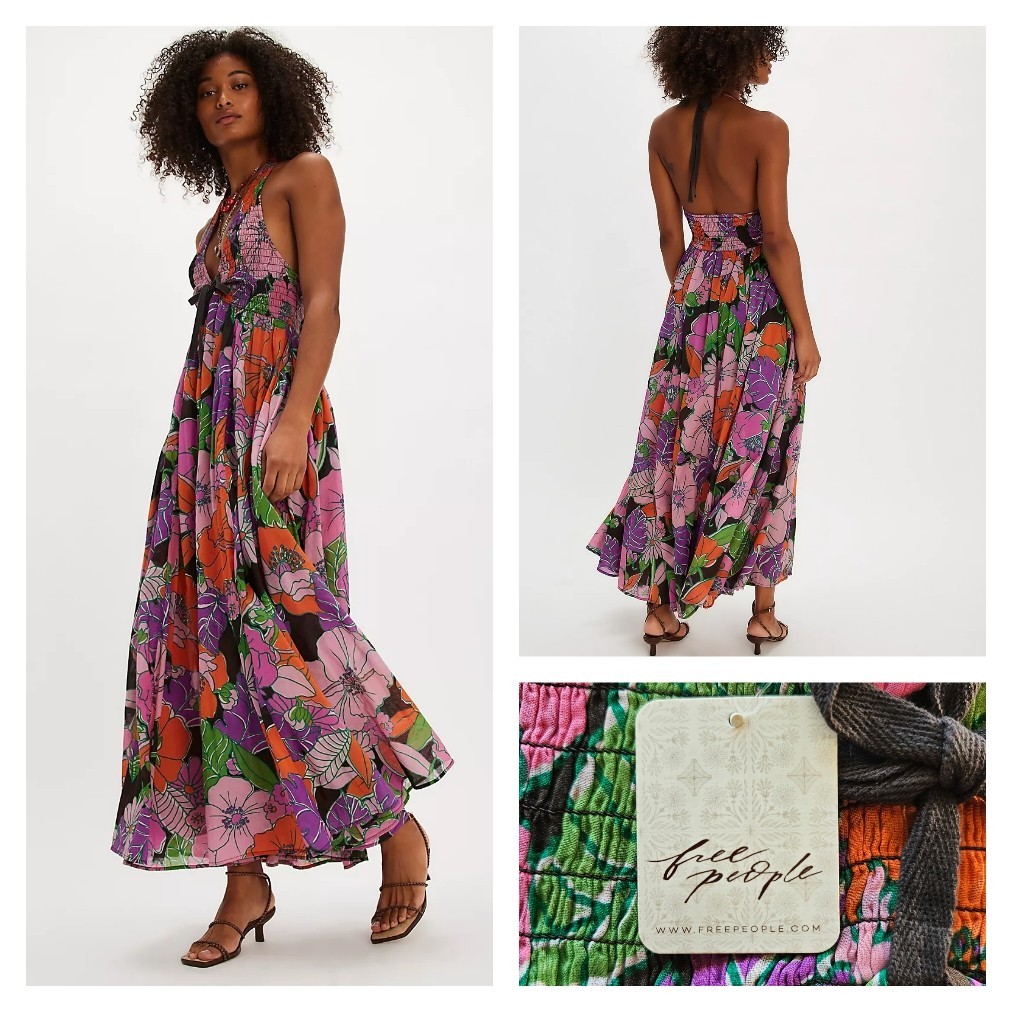 free people Bayside Floral Maxi Dress Party Combo Large NWT $168.