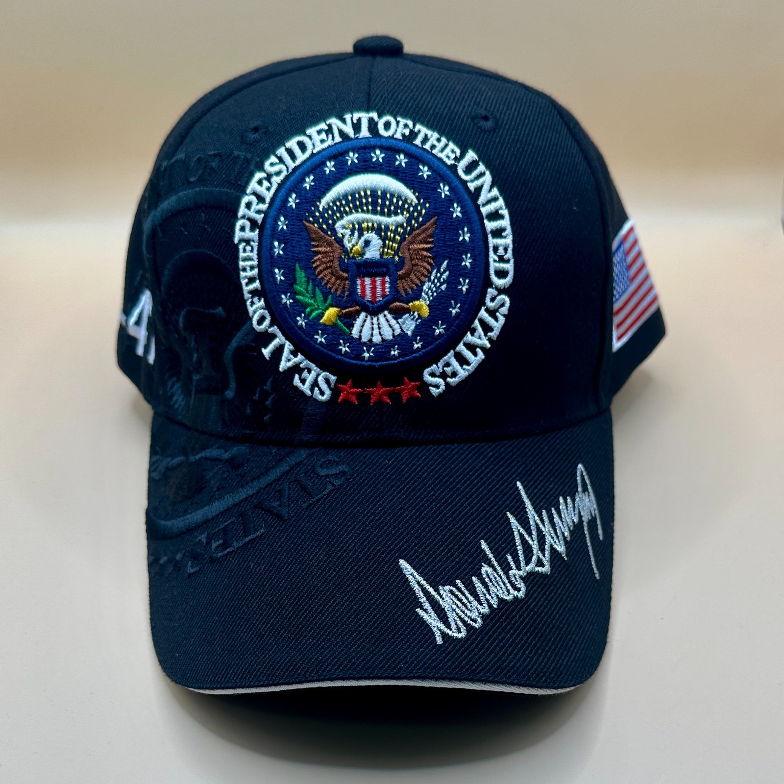 US President Seal Raised Embroidery Signature Baseball Cap Trump Hat